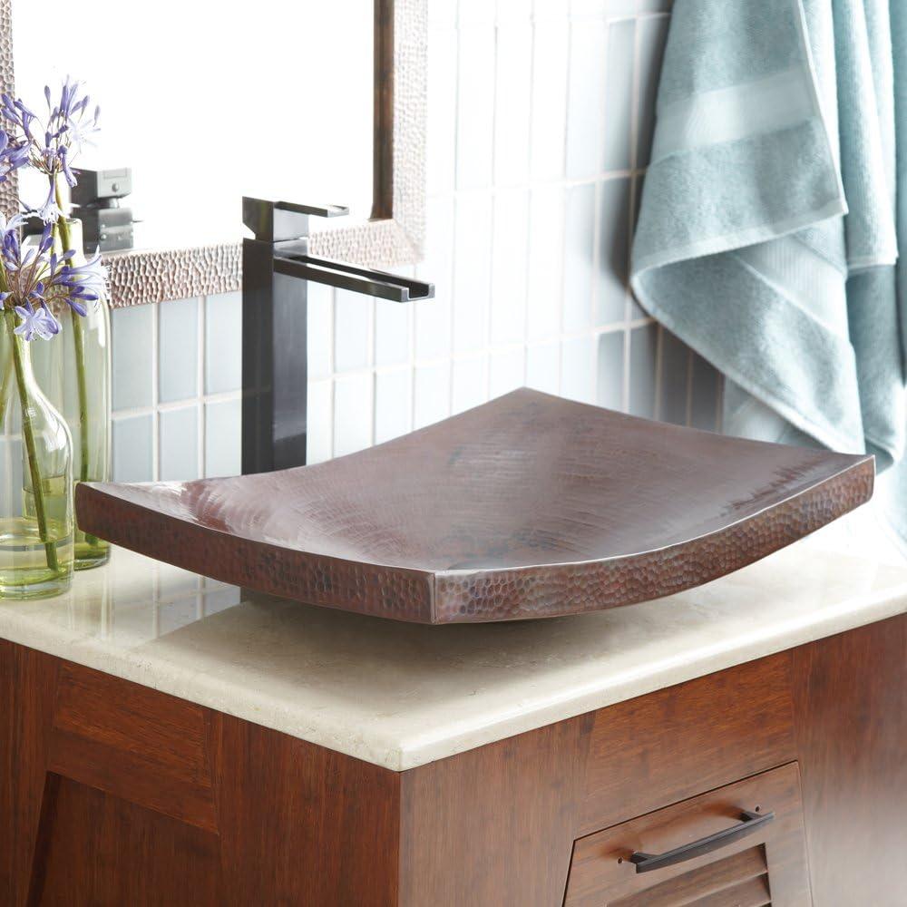 Maestro Antique Copper Metal Hand Hammered Rectangular Vessel Bathroom Sink
