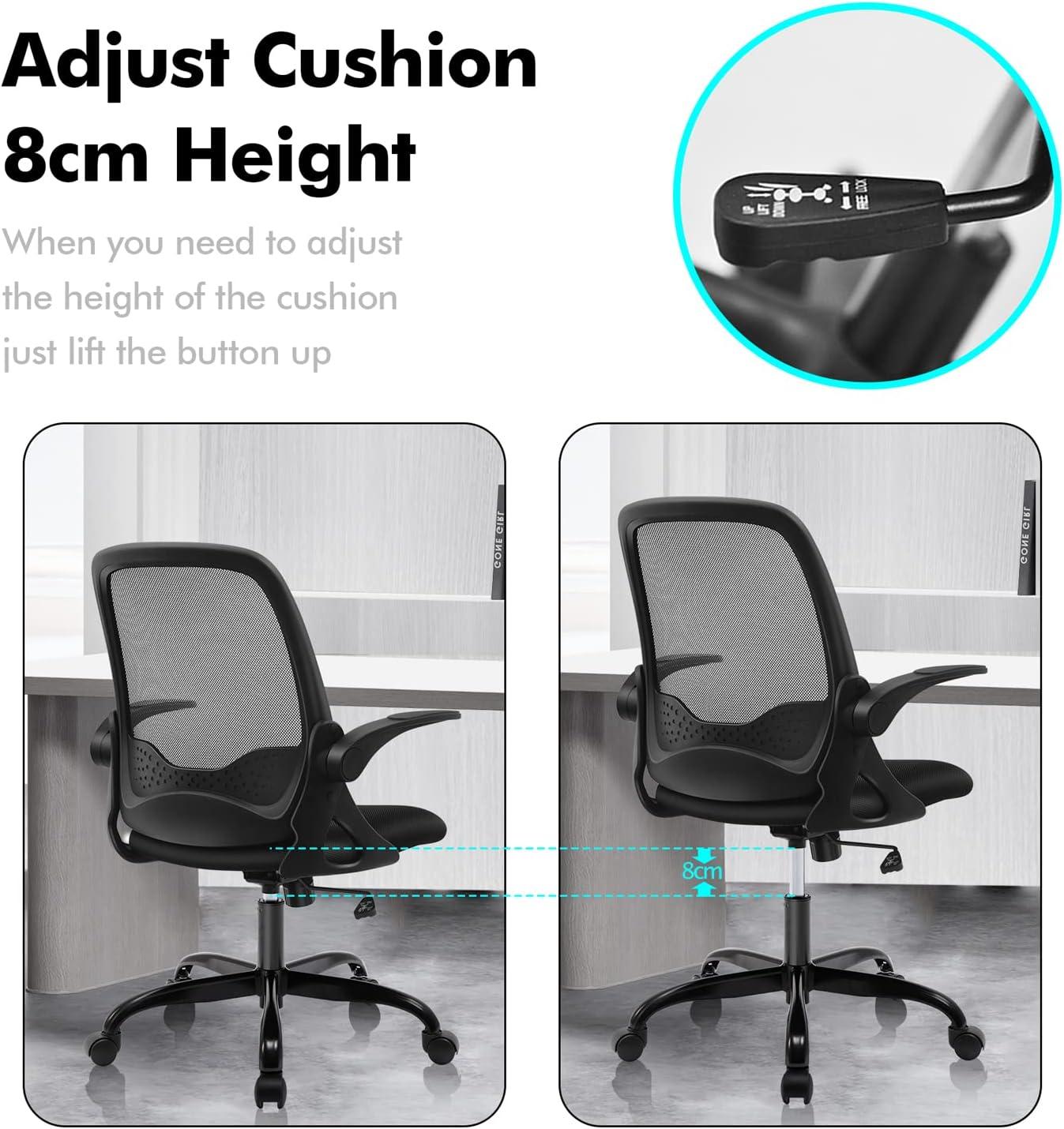 Black Mesh Ergonomic Swivel Task Chair with Adjustable Arms