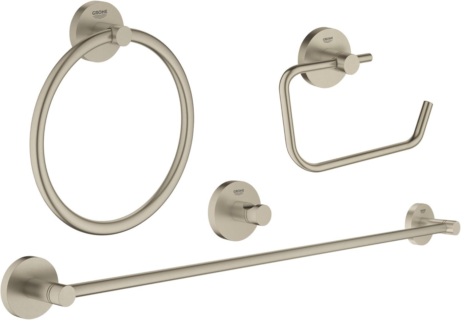 Brushed Nickel Modern 4-Piece Bathroom Hardware Set