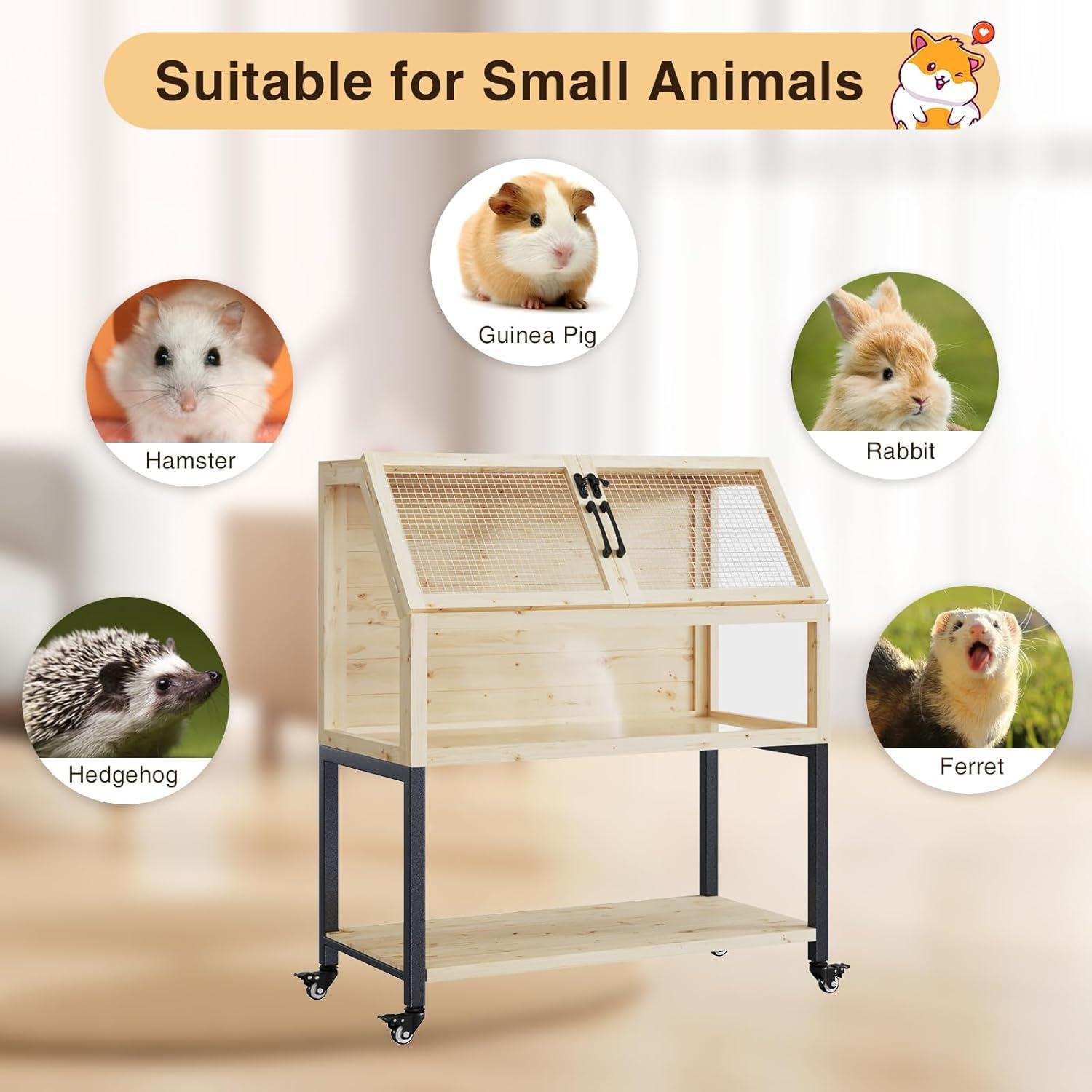 Tucker Murphy Pet™ Wooden Hamster Cage With Storage Shelf,Ventilated Small Animal Cage For Guinea Pig,Rat,Hedgehog,Chinchilla,Large Hamster Cages And Habitats With Acrylic Panels & Reviews | Wayfair