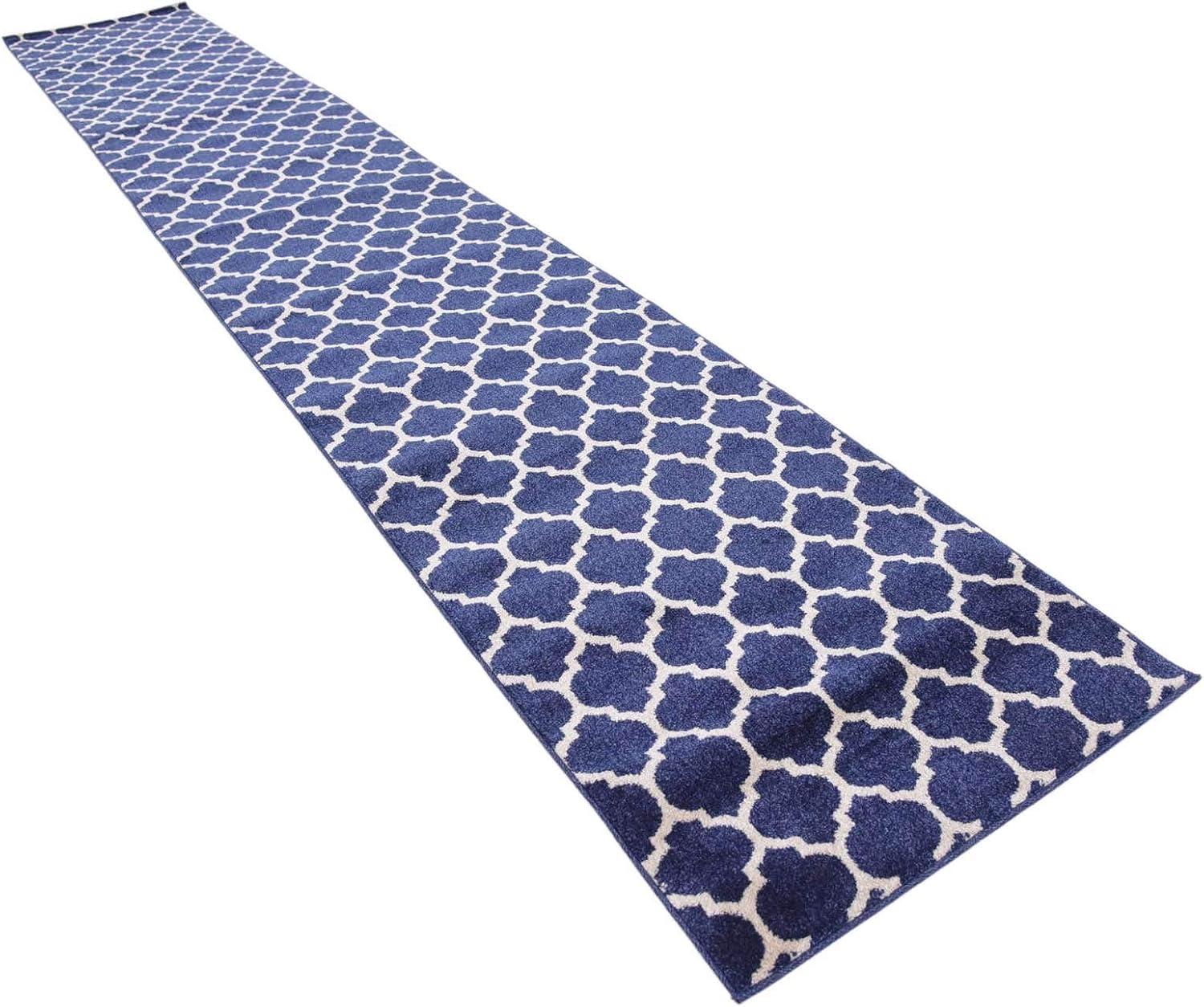Unique Loom 2' 7 x 16' 5 Trellis Philadelphia Dark Blue Area Rug