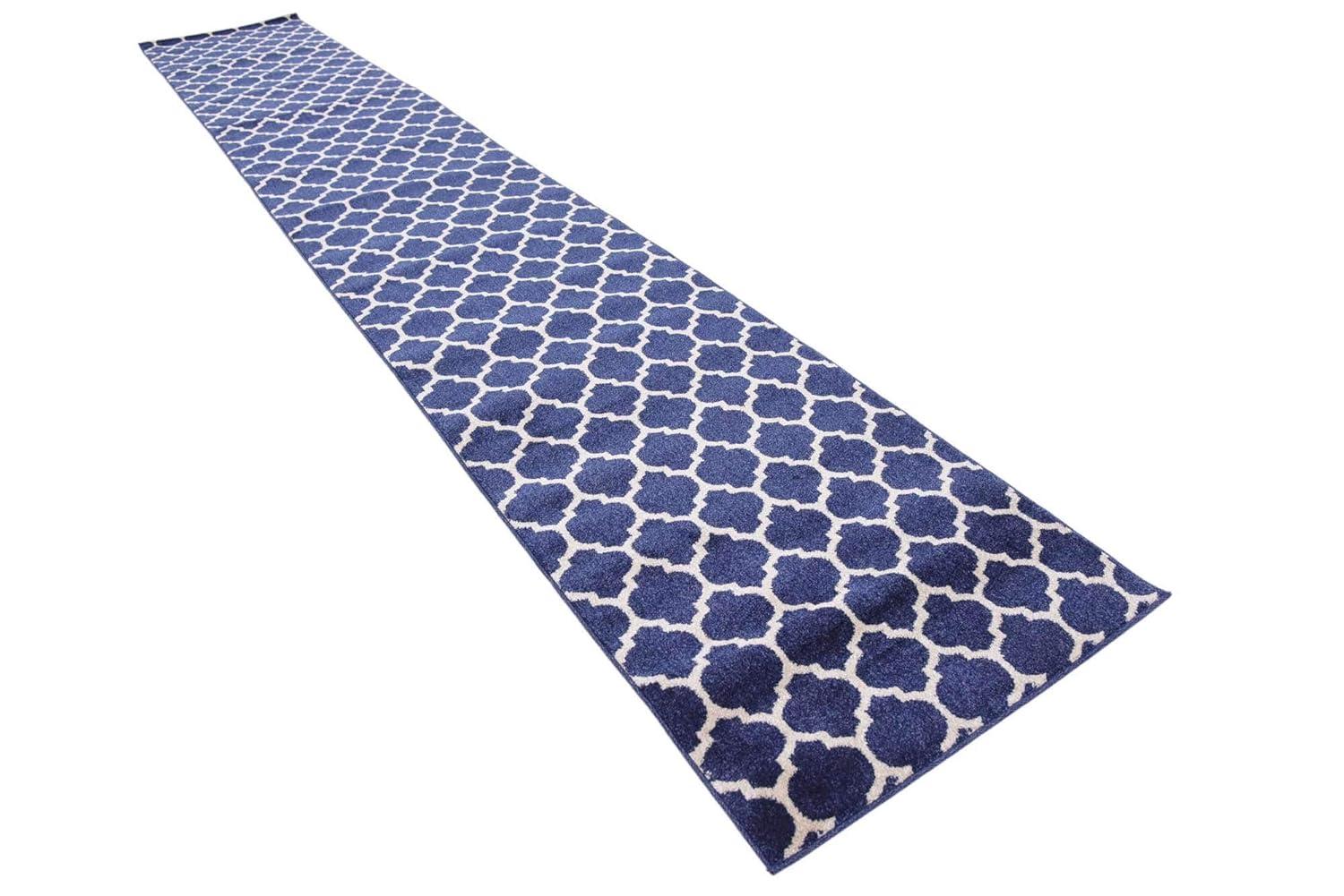 Unique Loom 2' 7 x 16' 5 Trellis Philadelphia Dark Blue Area Rug