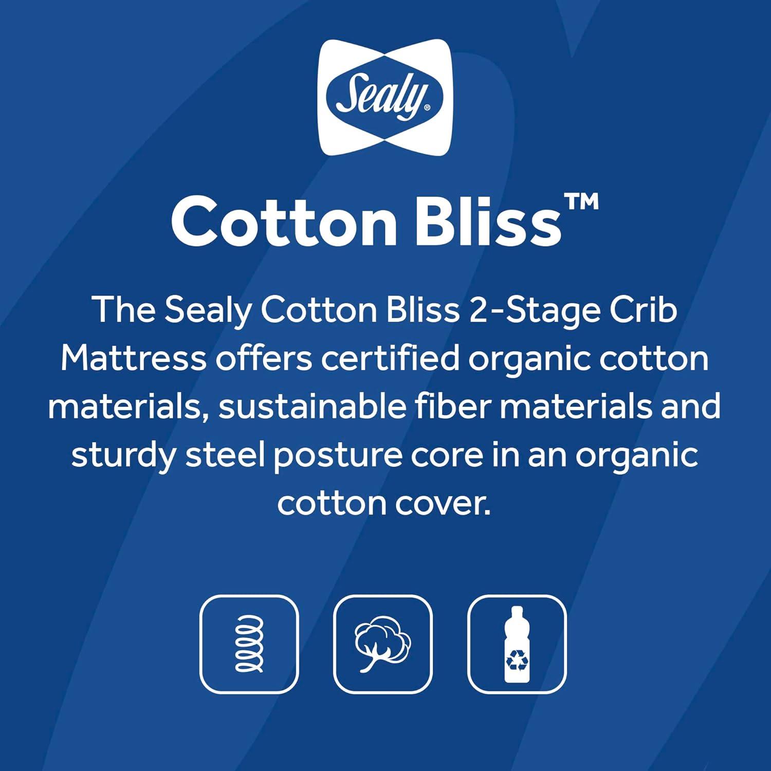 Sealy Baby Cotton Bliss Breathable 2-Stage Waterproof Baby Crib Mattress & Toddler Bed Mattress, GREENGUARD Gold Certified, 52" x 28"