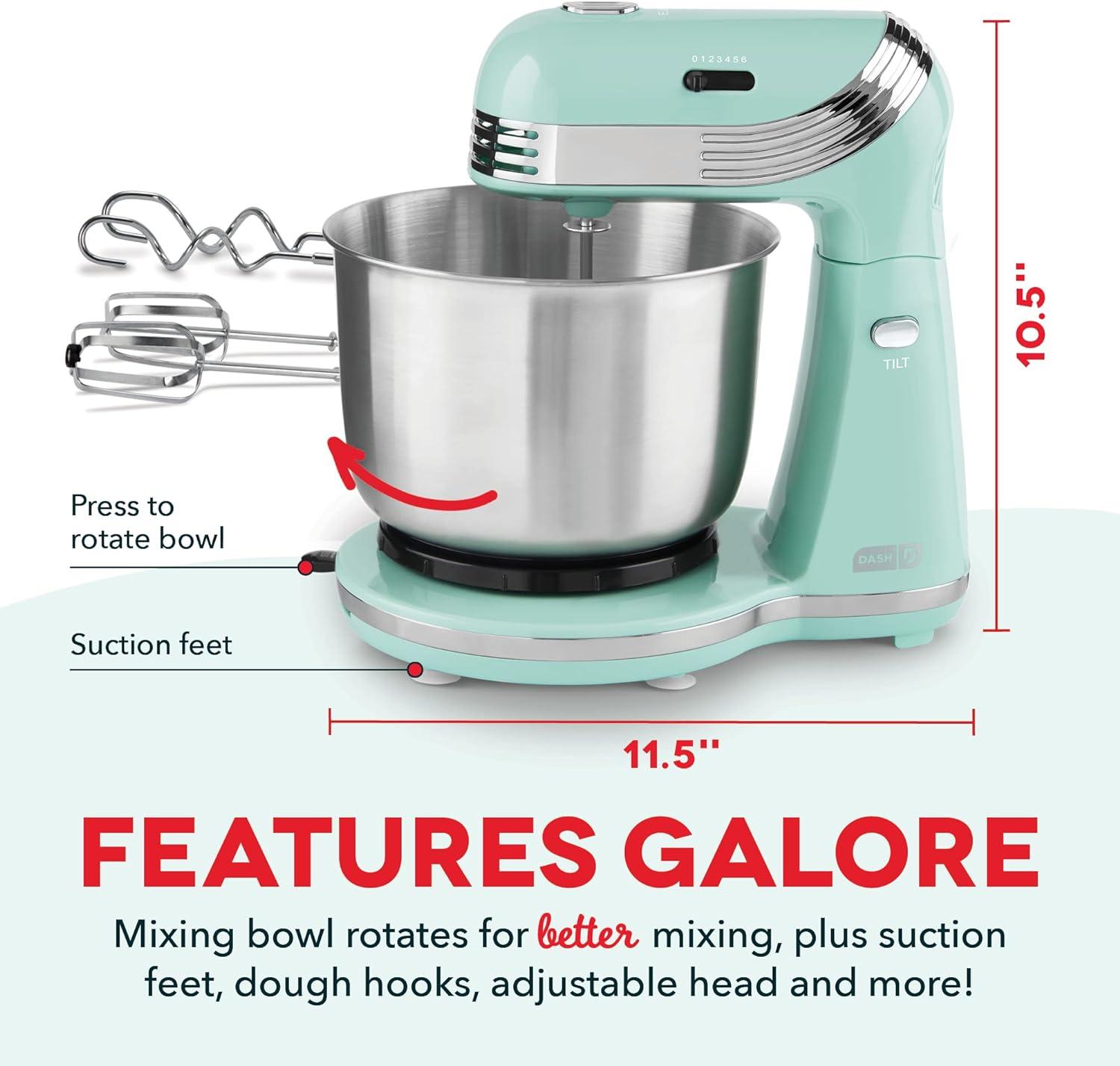 Aqua 6-Speed Electric Stand Mixer with Stainless Steel Bowl