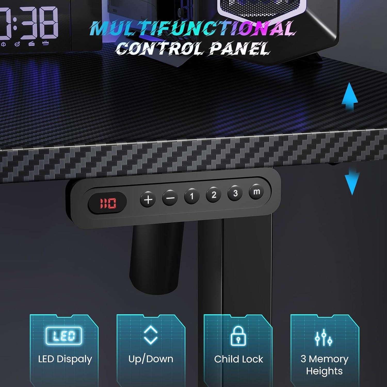 White Adjustable Height Standing Computer Desk with Headphone Hook