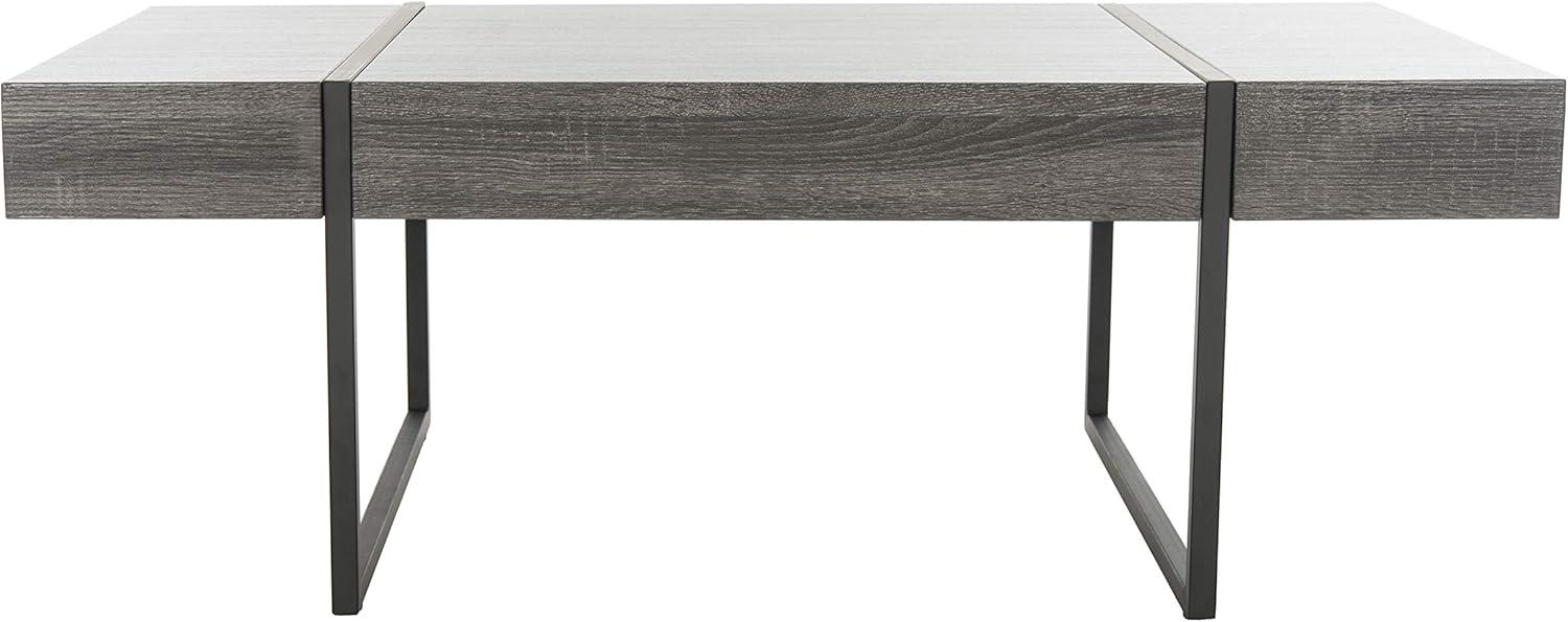 Tristan 43'' Black Wood and Metal Transitional Coffee Table