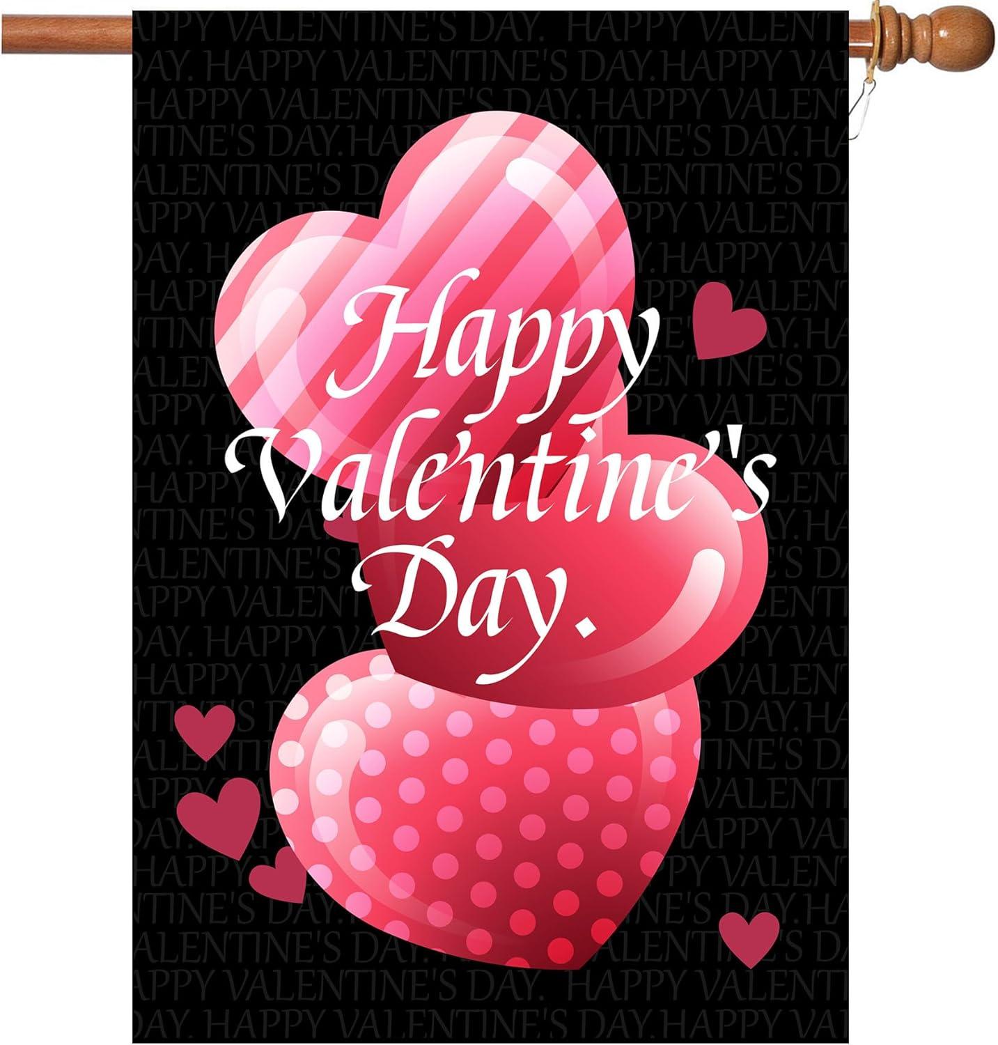 Happy Valentine's Day Double Sided House Flag 40" x 28" Briarwood Lane