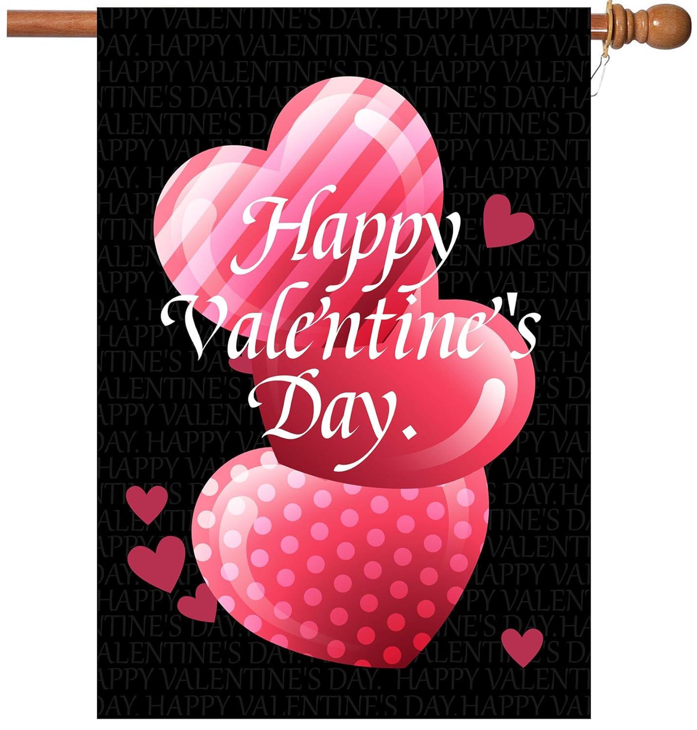 Happy Valentine's Day Double Sided House Flag 40" x 28" Briarwood Lane