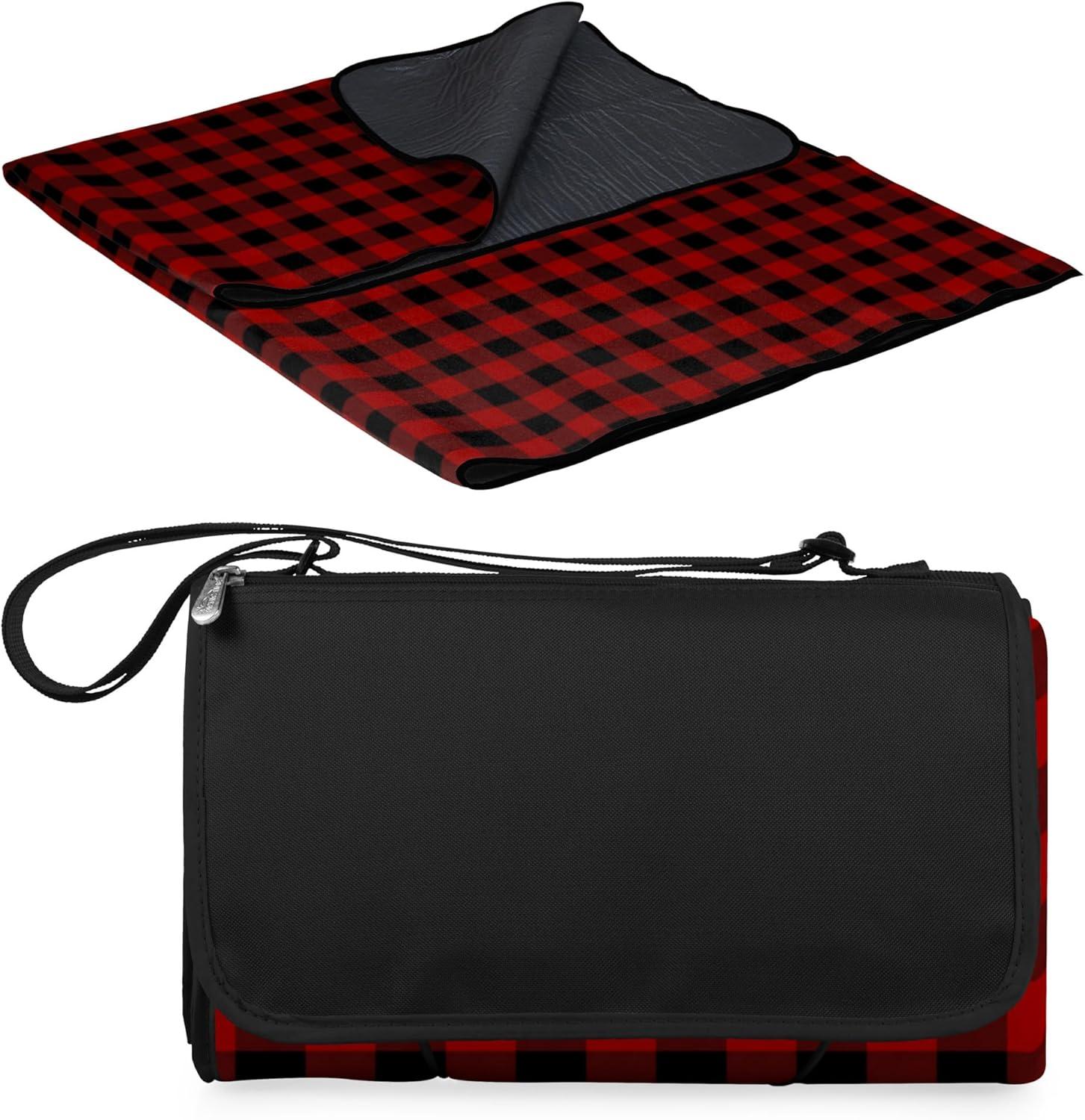 Picnic Time Blanket Tote XL Outdoor Picnic Blanket - Red/Black Buffalo Check