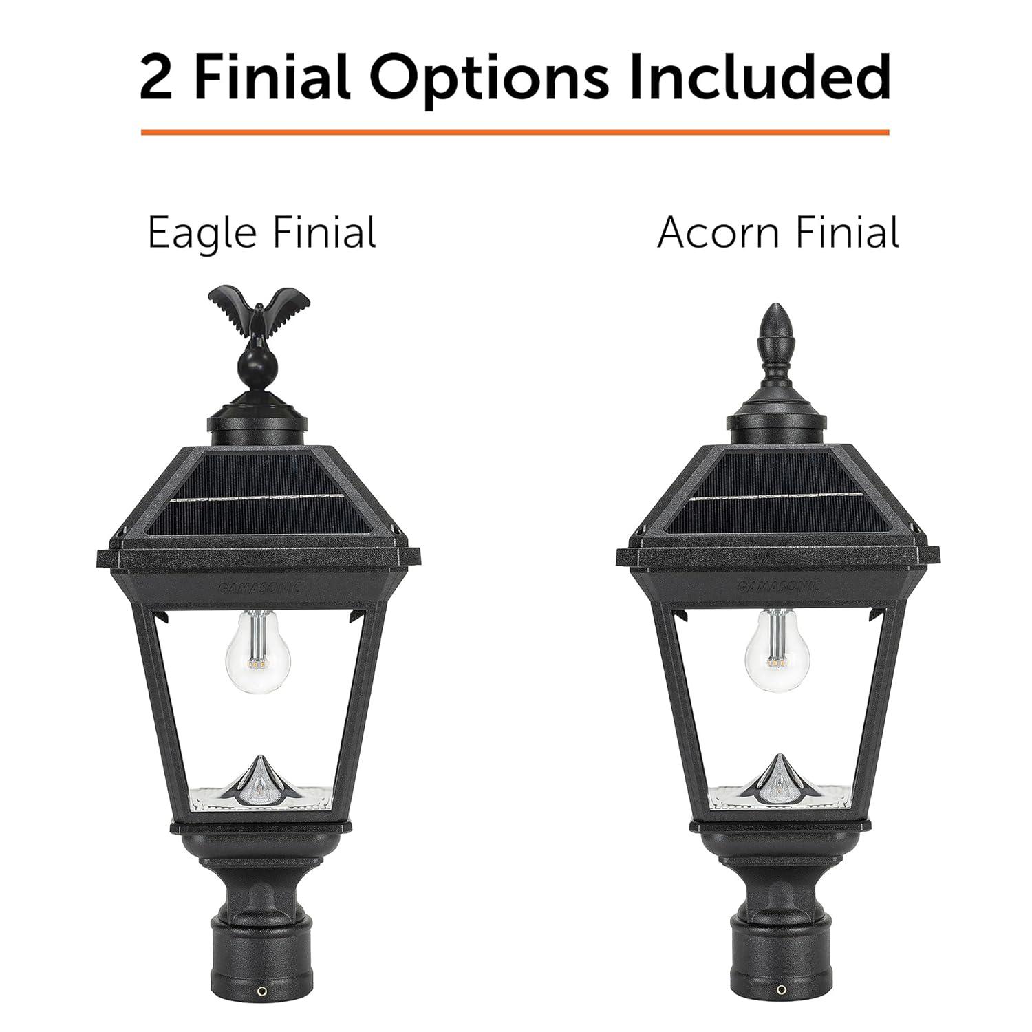 Gama Sonic Imperial Bulb Solar Lamp -3 Inch Fitter Mounts - Black Finish