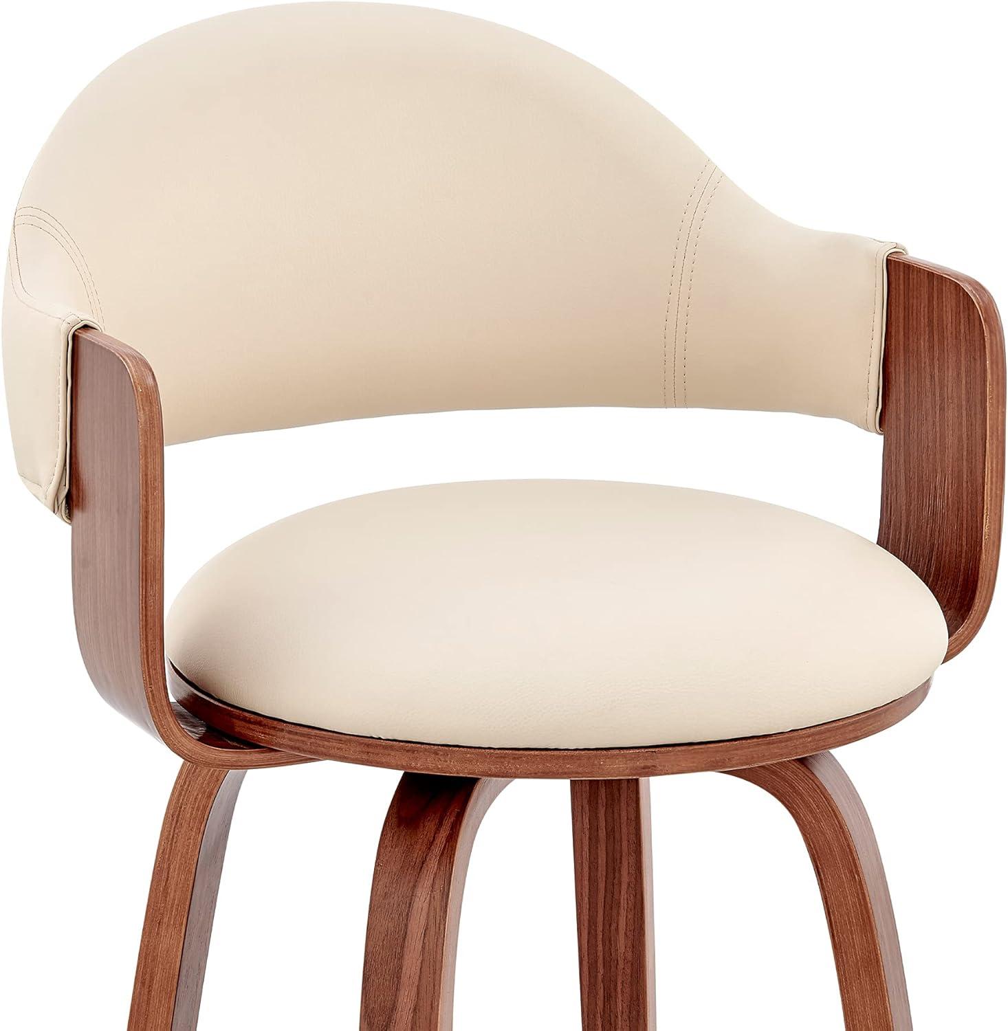 Daxton 30" Cream Faux Leather and Walnut Wood Bar Stool