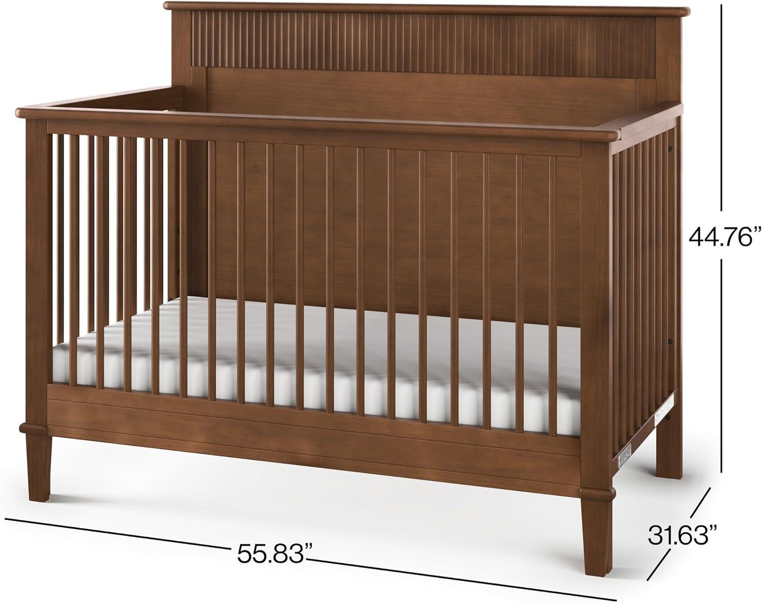 Child Craft Forte Flat-Top 4-in-1 Convertible Crib, Converts from Baby Crib to Toddler Bed and Full-Size Bed, 3 Adjustable Mattress Positions, Non-Toxic, Baby Safe Finish (Gingerbread Brown)