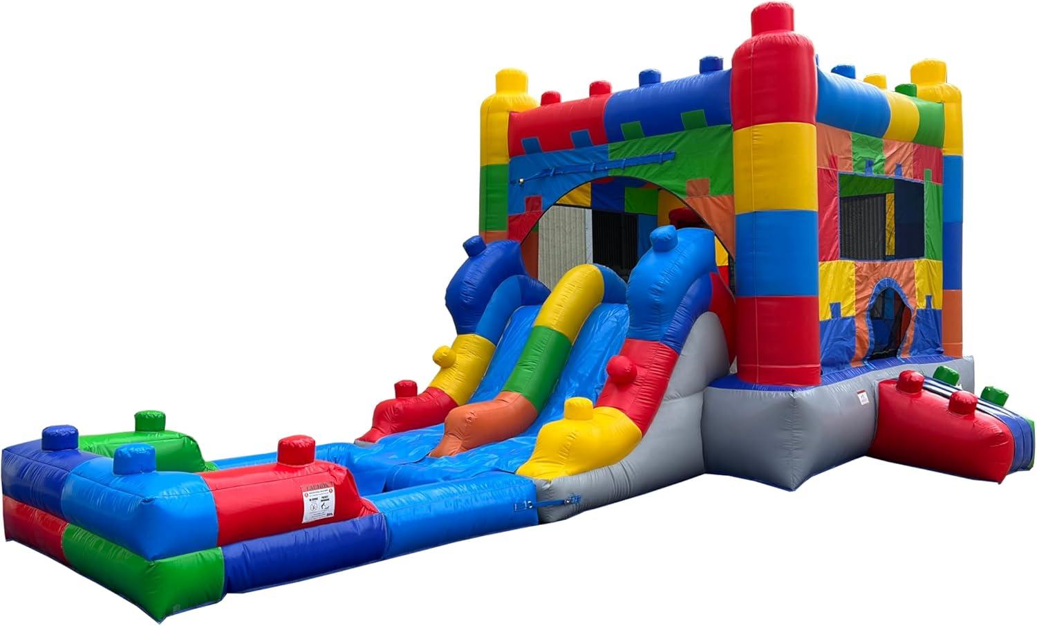 Colorful Commercial Grade Inflatable Water Slide Bounce House with Pool