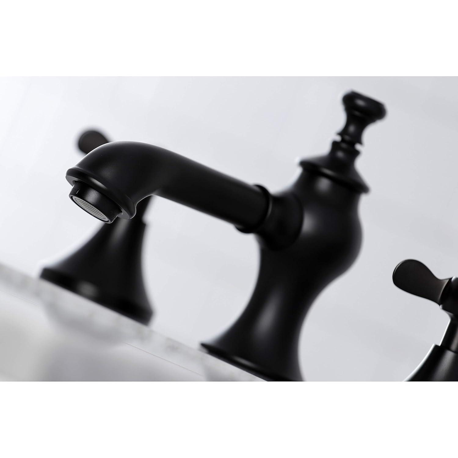 Kingston Brass Essex Two-Handle 3-Hole Deck Mount Widespread Bathroom Faucet with Brass Pop-Up Drain