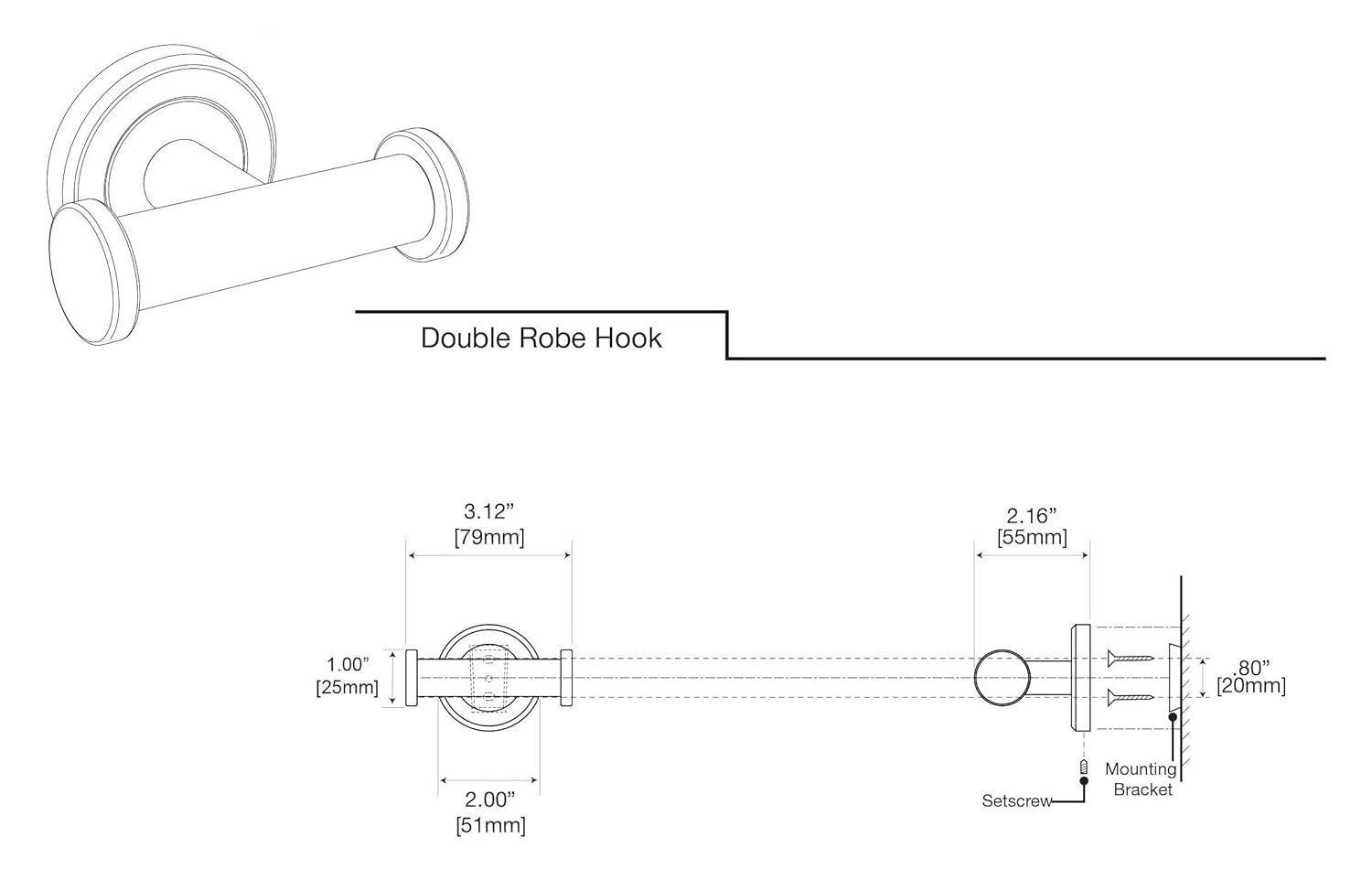 Latitude II Wall Mounted Robe/Towel Hook