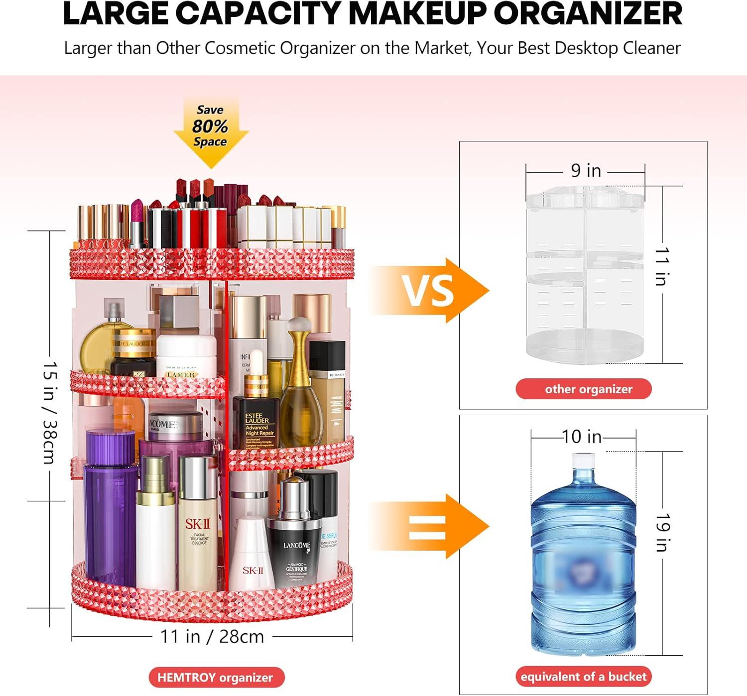 360 Degree Rotating Makeup Organizer, Extra Large Capacity Perfume Holder Organizer, Removable 7 Layers Cosmetics Organizer, Make Up Organizer For Countertop Storage Skincare or More (Pink)