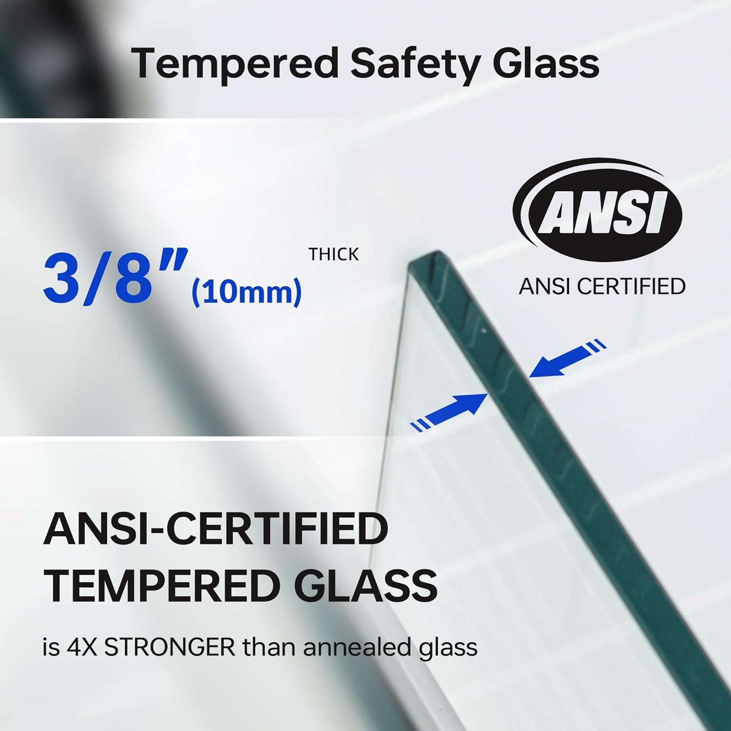 WoodBridge 56-60X62" Double Sliding Tub Door with 3/8" Thickened Upgrade Tempered Glass | Stainless Steel Hardware | Safe, Explosion-Resistant, Clear & Stylish, Sturdy & Durable  SDD6062-B