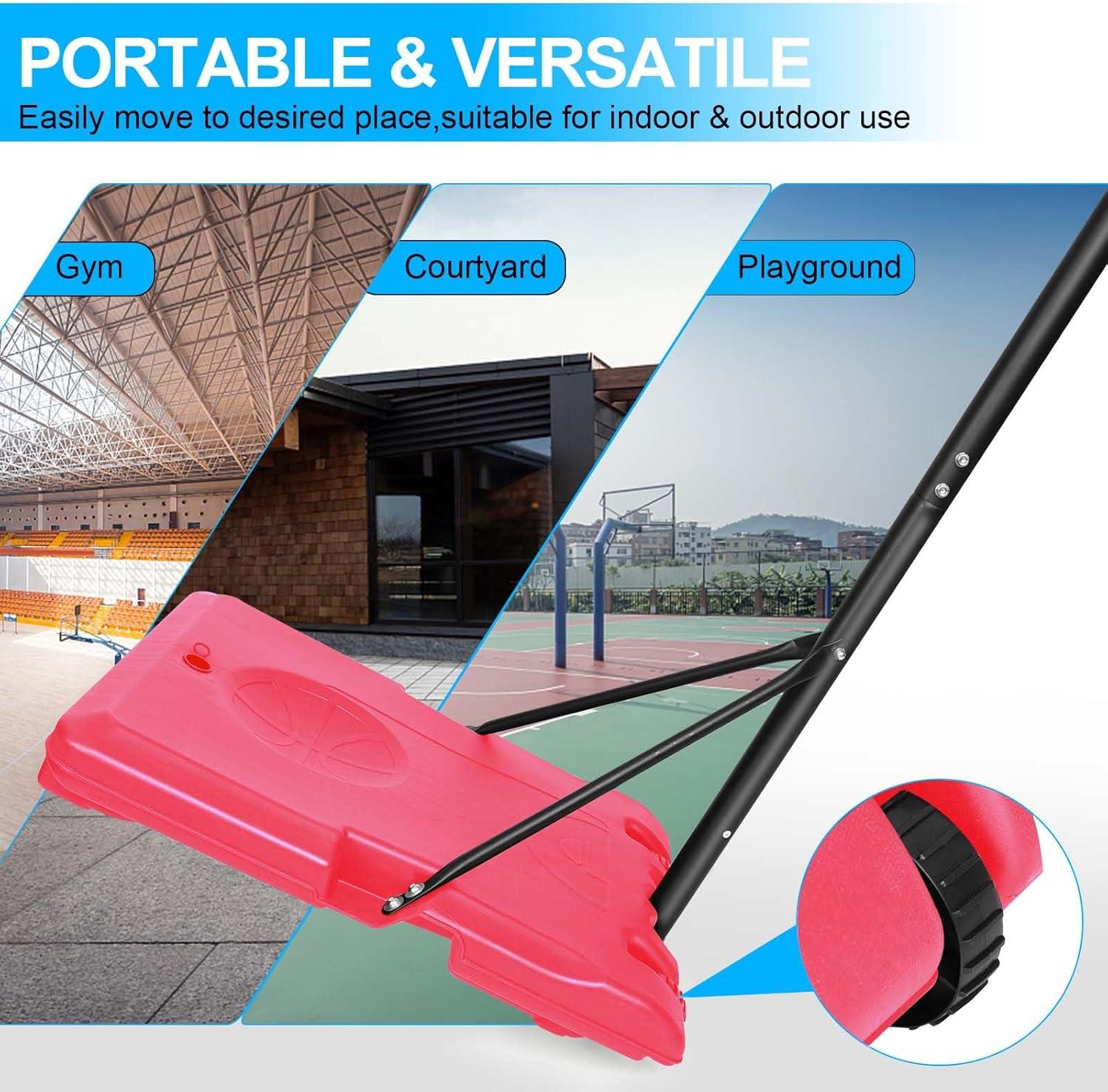 Pink Adjustable Portable Basketball Hoop with Polycarbonate Backboard