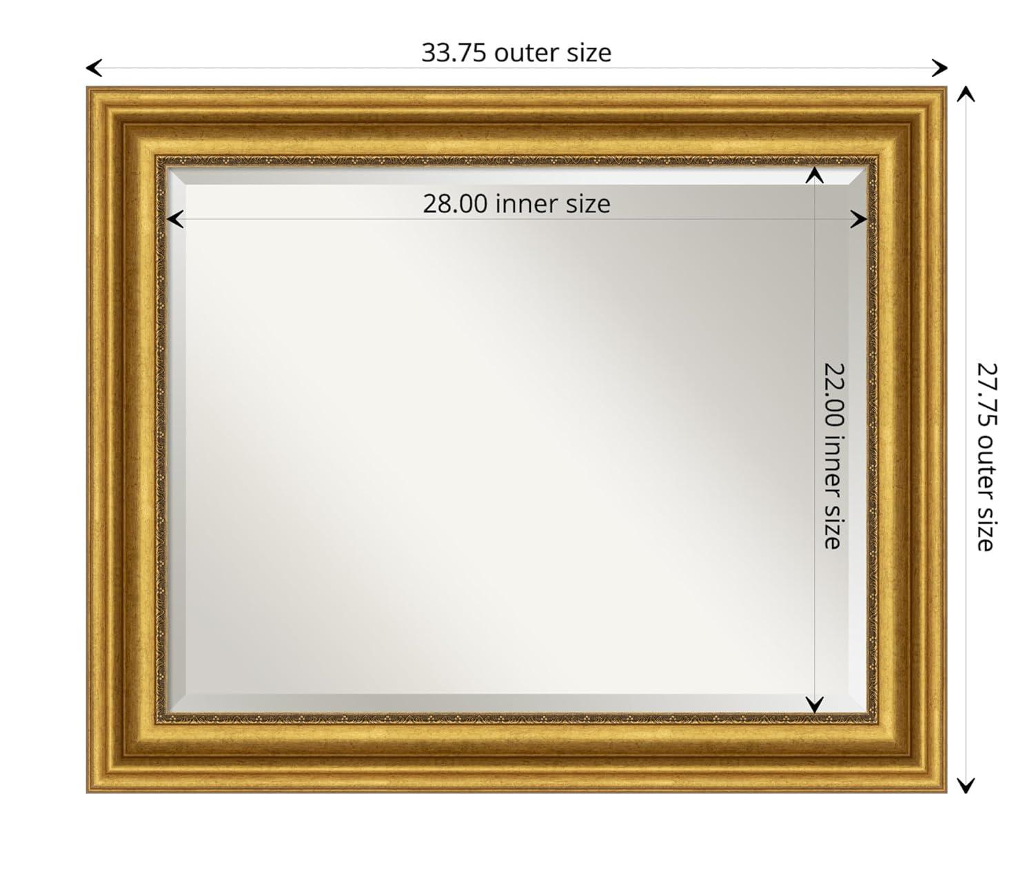 Parlor Gold Rectangular Beveled Bathroom Vanity Mirror