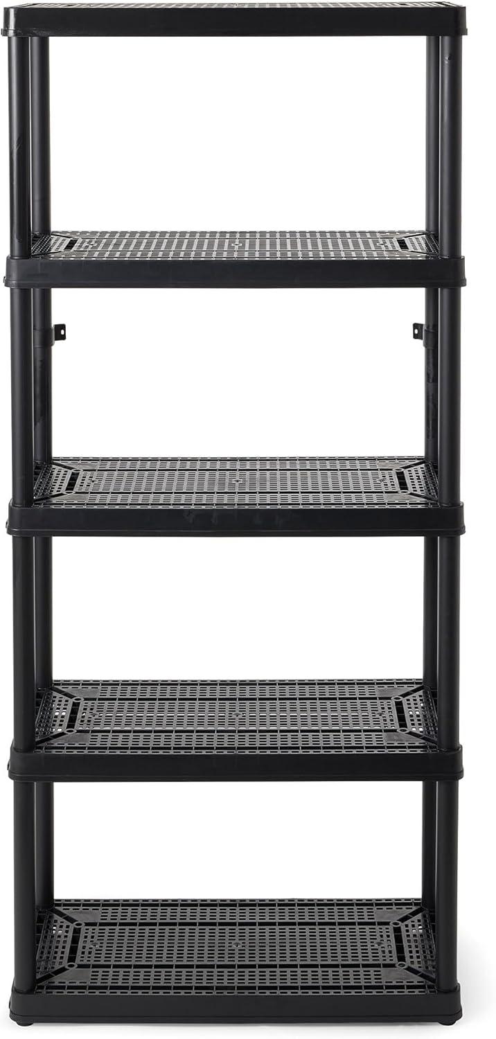 Gracious Living 5 Shelf Fixed Height Ventilated Medium Duty Storage Unit, Black