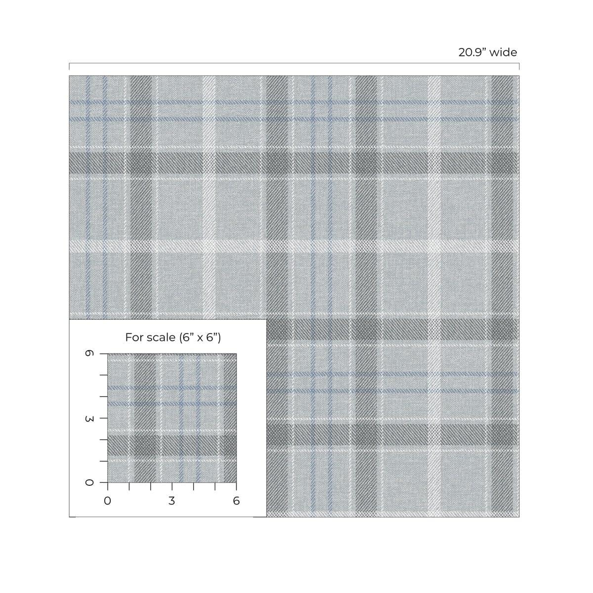 NextWall Pavestone & Blue Tailor Plaid Peel and Stick Wallpaper - 20.9 in. W x 18 ft. L Roll