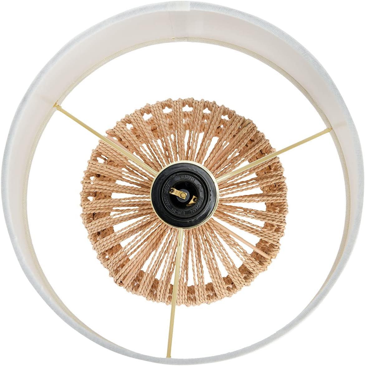 Drum Shaped Rope Table Lamp with Empire Shade