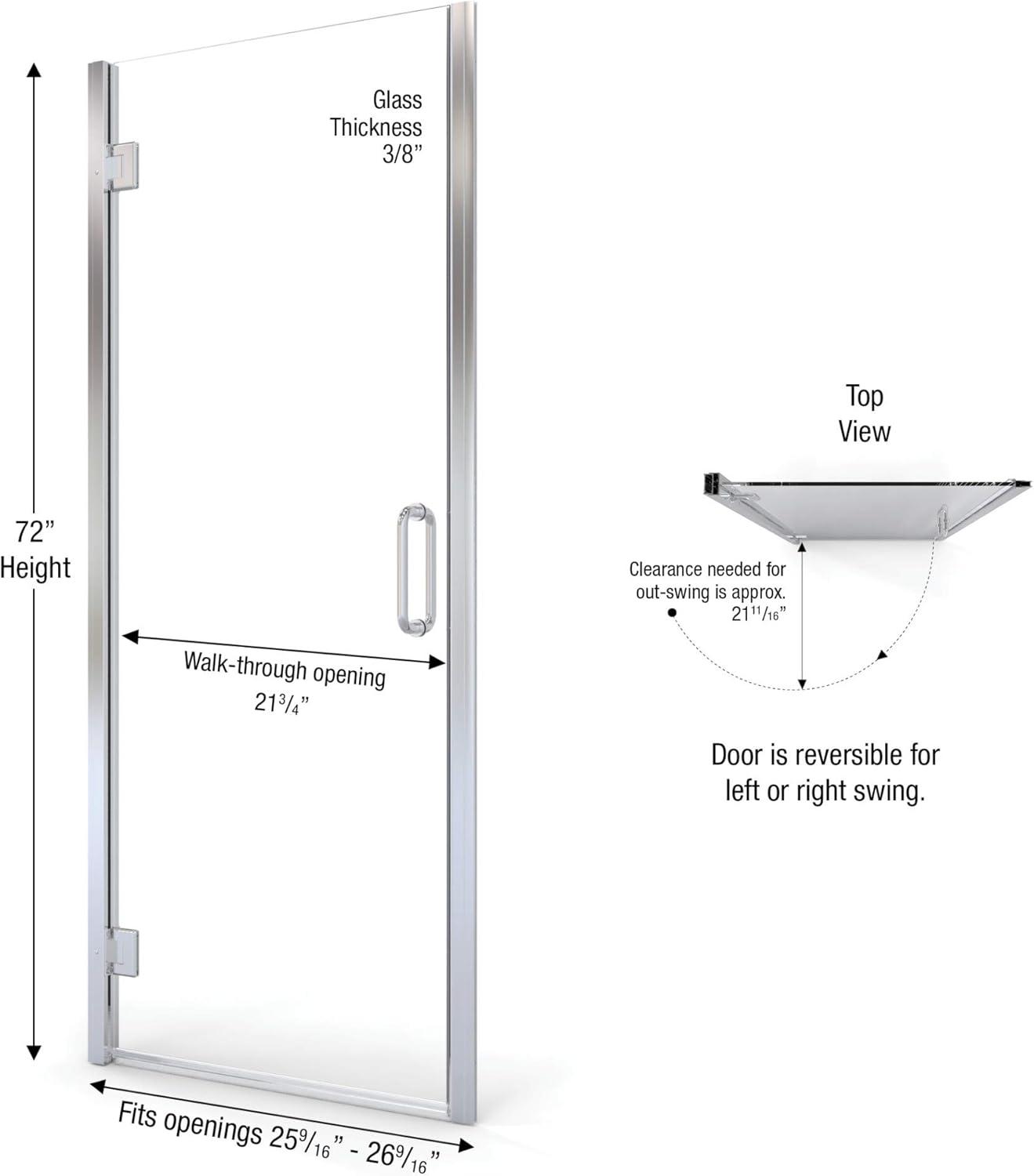 Coppia 26.56" x 72" Clear Glass Hinged Shower Door