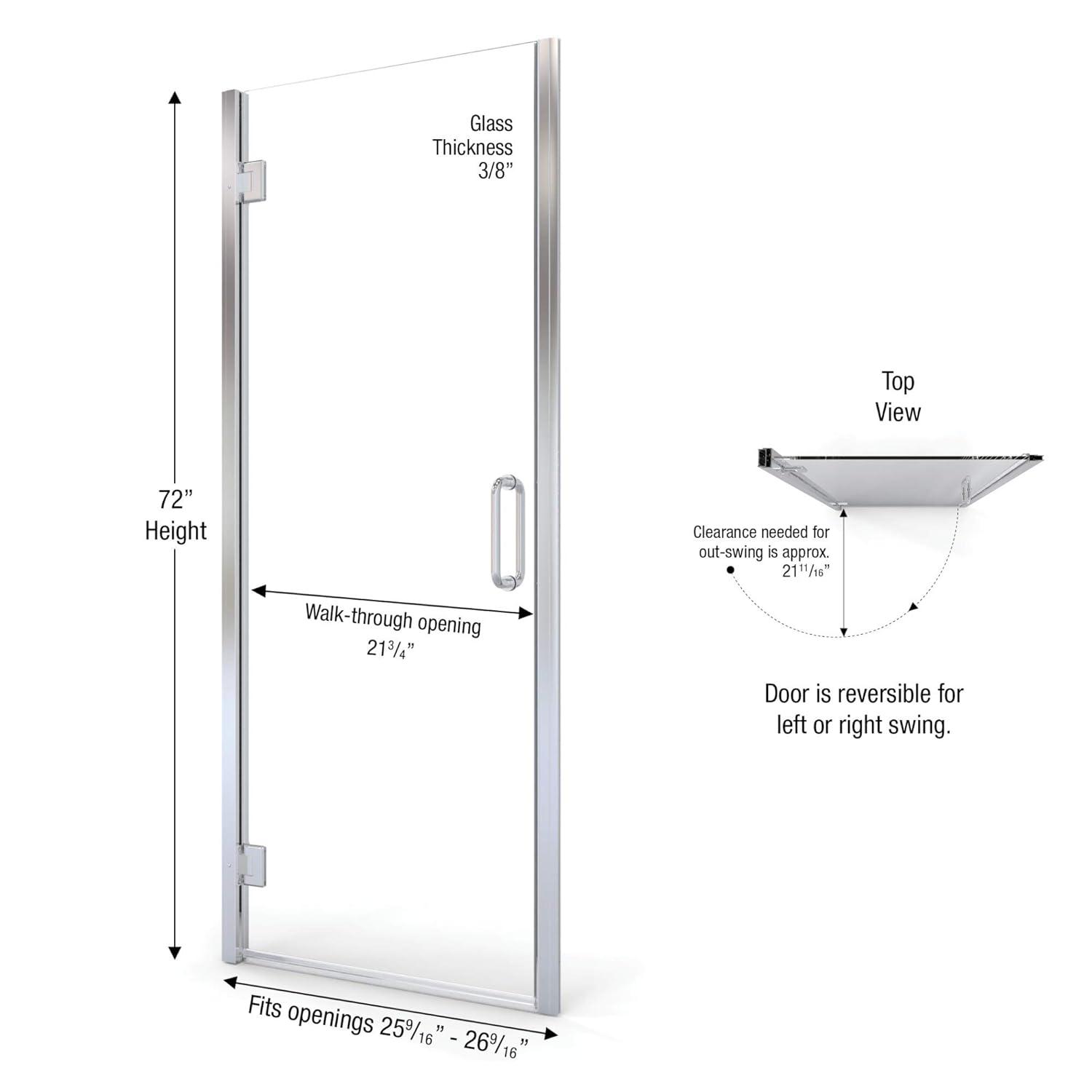 Coppia 26" x 72" Hinged Framed Shower Door