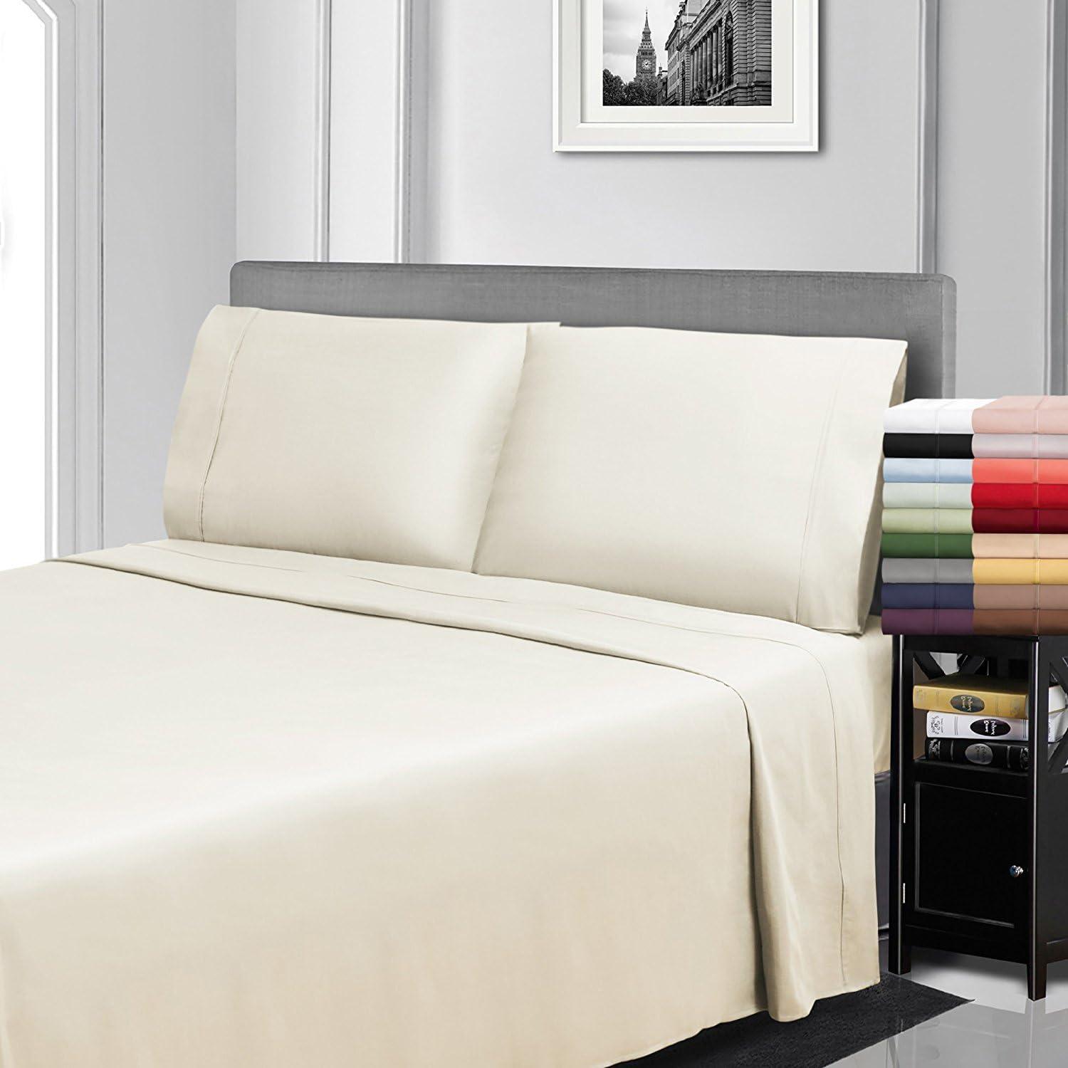 Egyptian Cotton 300 Thread Count Solid Deep Pocket Luxury Bed Sheet Set