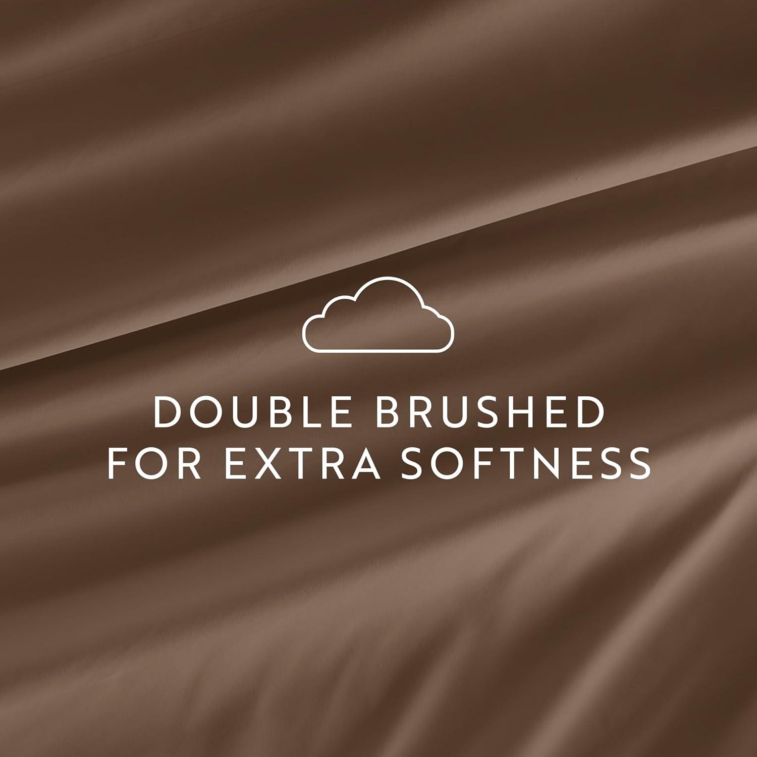 Twin, Taupe Solid Microfiber 6 Piece Bed Sheet Set, by Noble Linens
