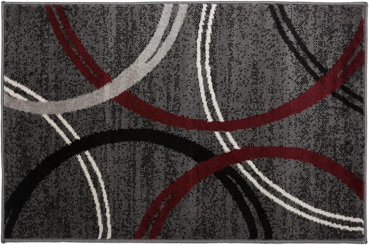 Rugshop Modern Wavy Circles Design Area Rug 2' x 3' Red