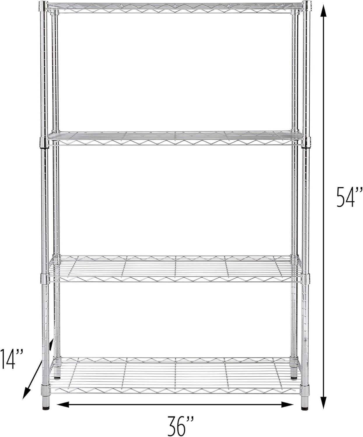 Honey Can Do 4-Tier Heavy-Duty Adjustable Shelving Unit With 250-Lb Weight Capacity, Chrome, Basement/Garage