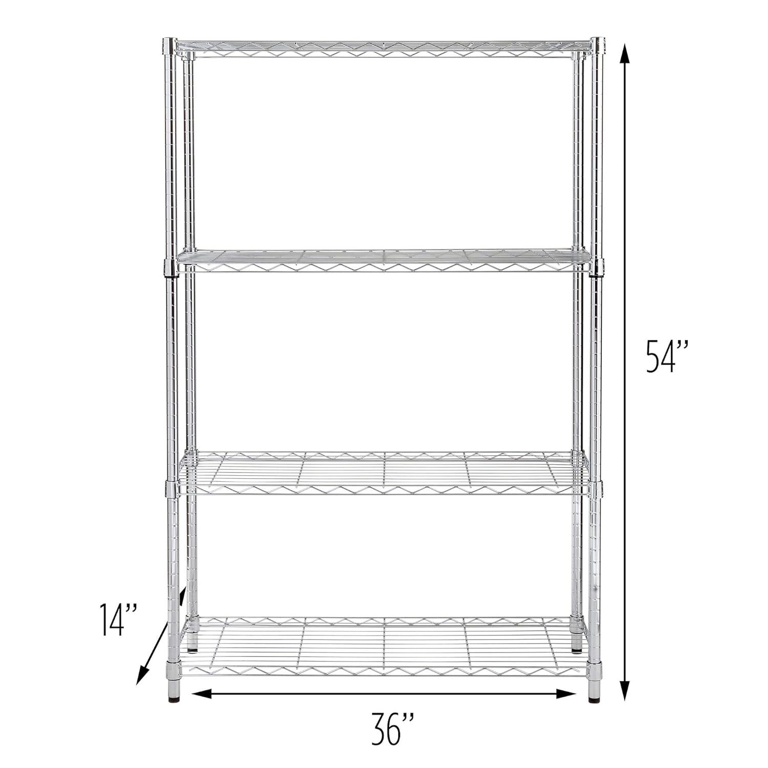 Honey Can Do 4-Tier Heavy-Duty Adjustable Shelving Unit With 250-Lb Weight Capacity, Chrome, Basement/Garage