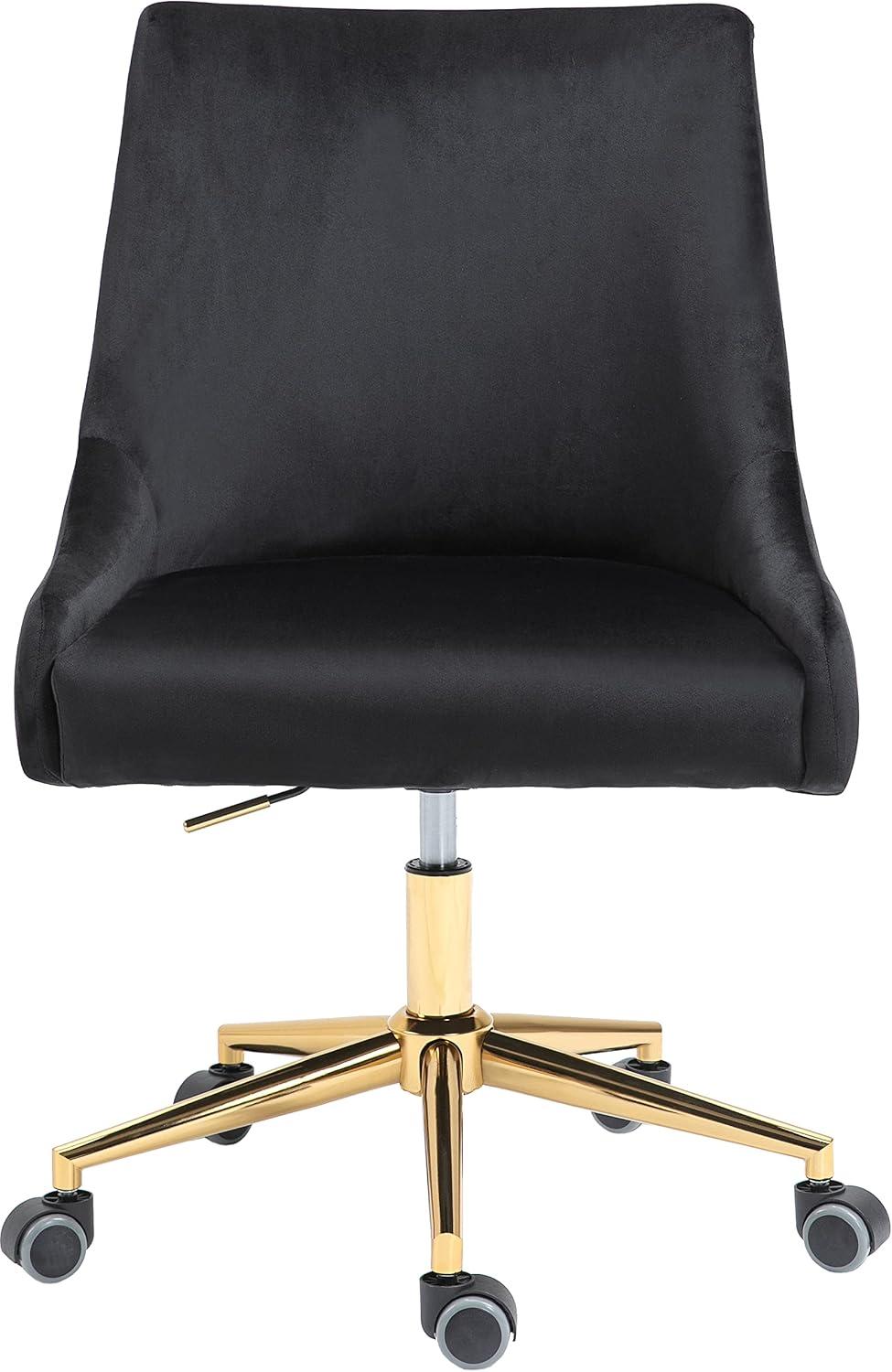 Karina Black Velvet and Gold Adjustable Office Chair