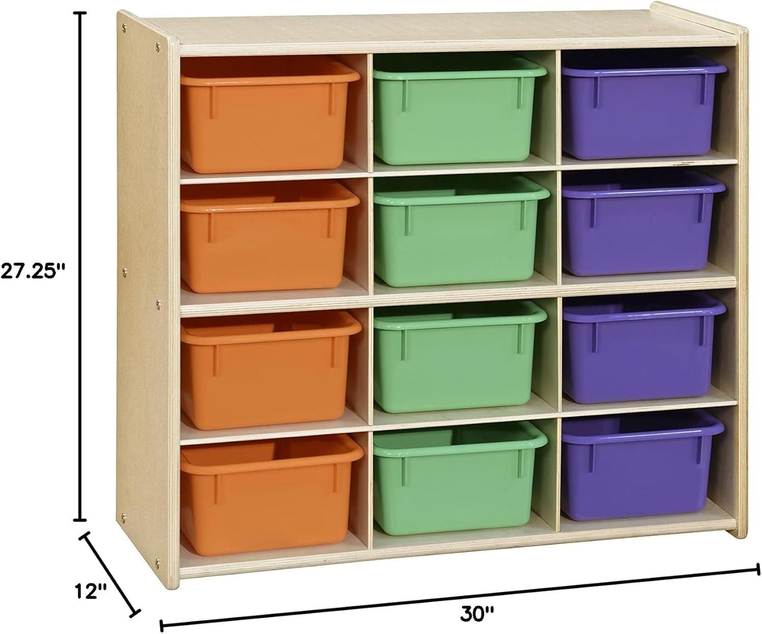 Wood Designs Contender Baltic Birch Storage 12 Compartment Cubby with Trays