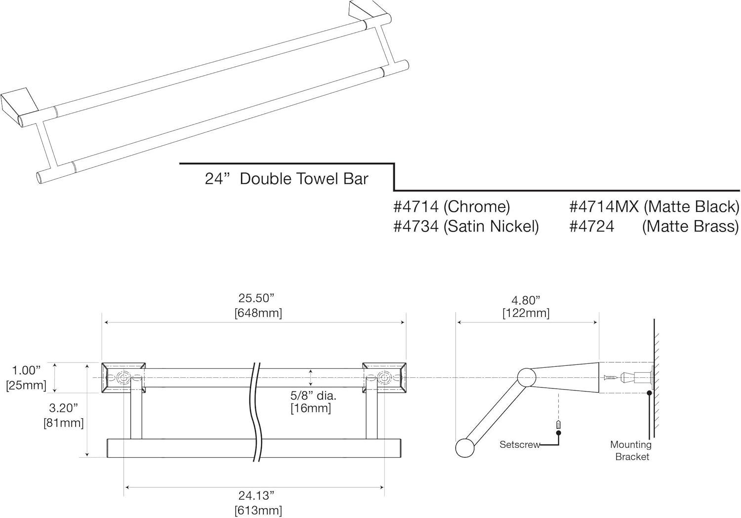 Gatco Bleu 25.75'' 2 Wall Towel Bar 4714MX