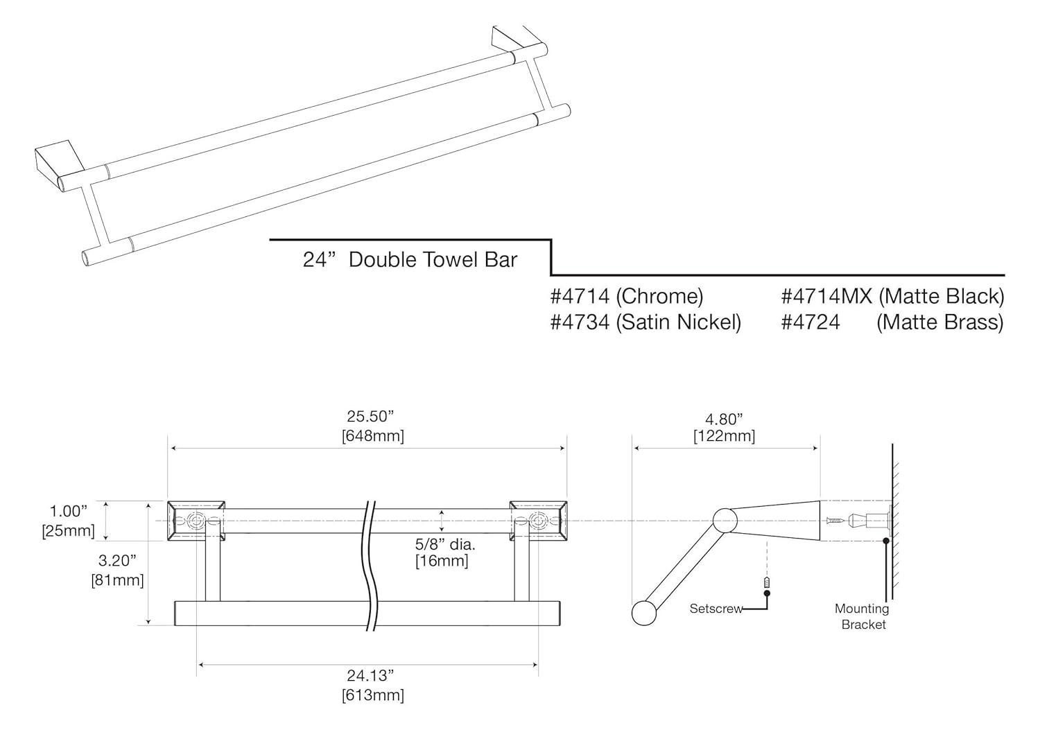 Gatco Bleu 25.75'' 2 Wall Towel Bar 4714MX