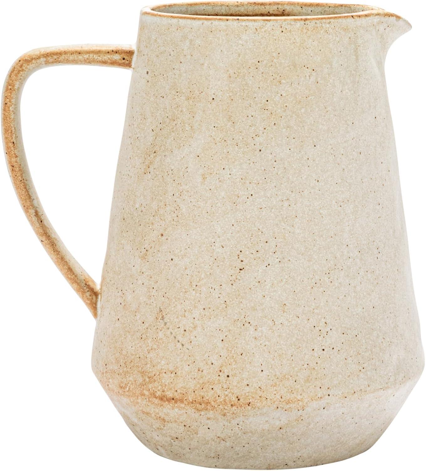 Creative Co-Op 8.5 Inches 2.5-Quart Stoneware Pitcher with Reactive Glaze, Cream