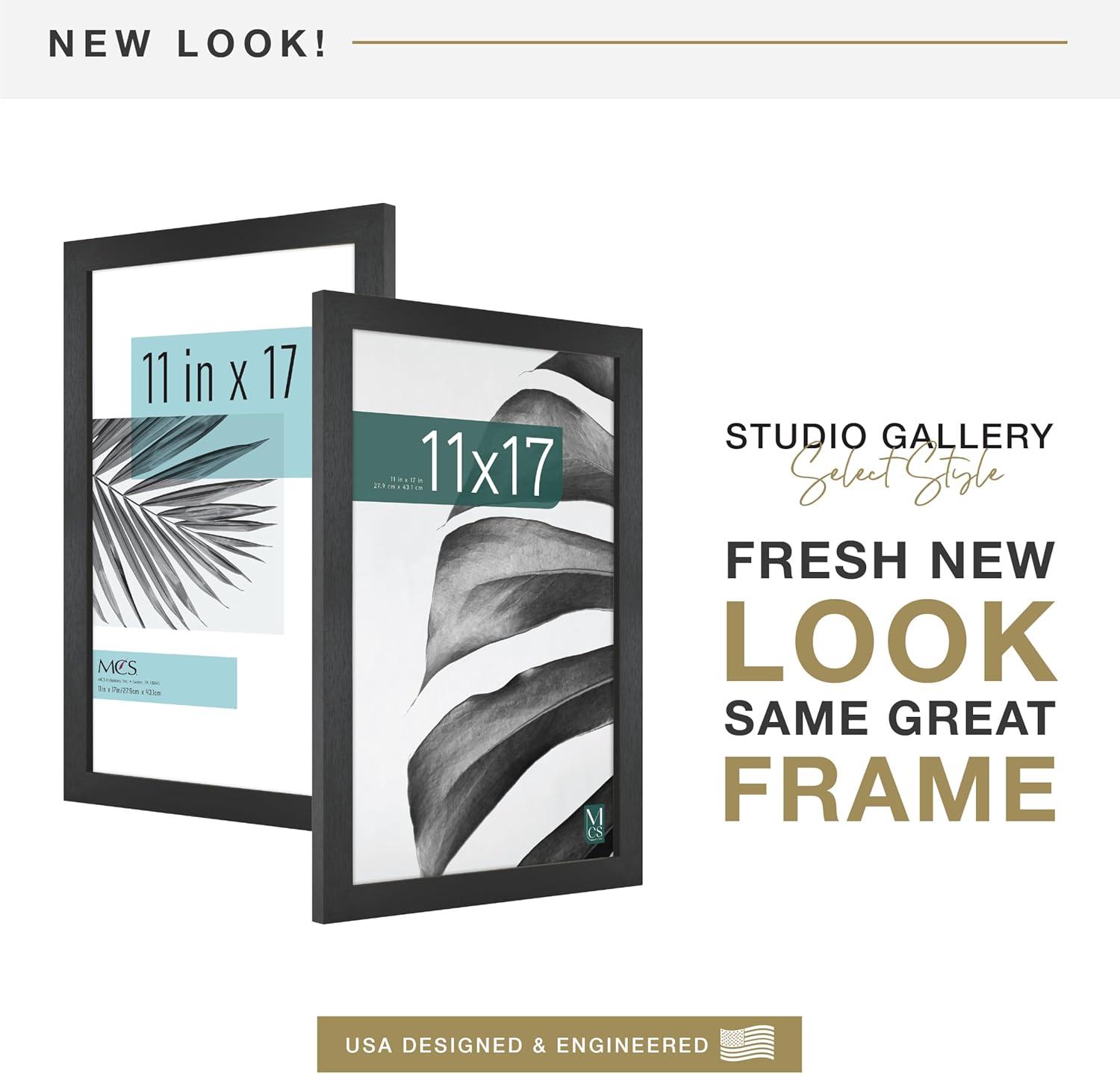 MCS Studio Gallery 11x17 Picture Frame Black Woodgrain, Rectangle Photo Frame for Photos, Posters & Art Prints (1-Pack)