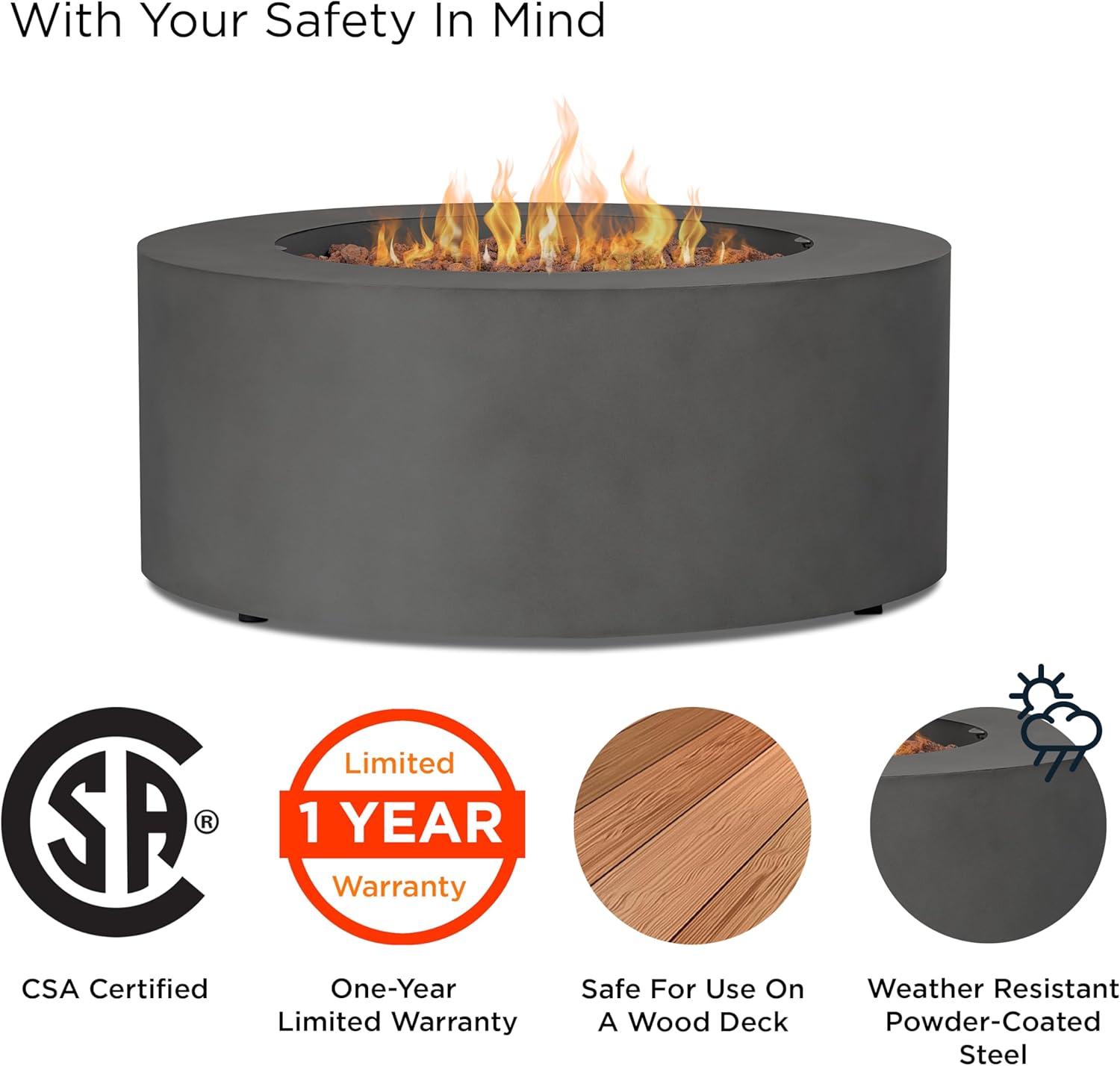 Aegean 36" Round Steel Propane or Natural Gas Fire Pit Table by Real Flame