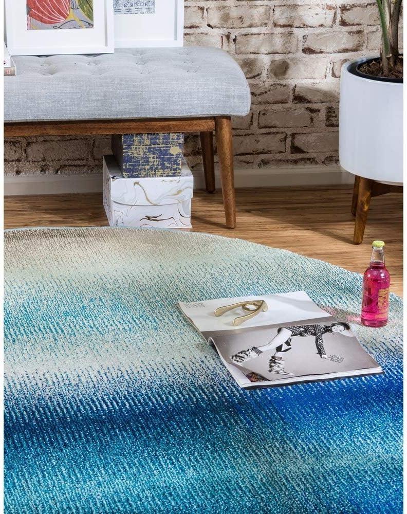 Unique Loom Estrella Collection Area Rug - Azura (6' 1" Round Blue/Ivory)