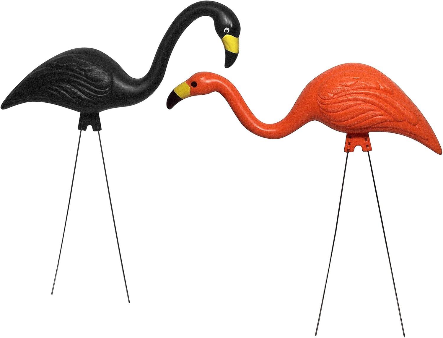 Bloem Spooky Indoor/Outdoor Black and Orange Halloween Flamingo Yard Decorations with Metal Stakes