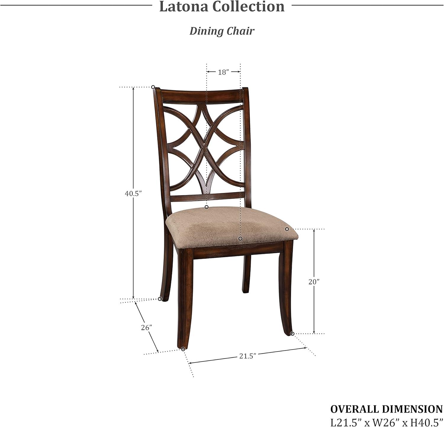 Solid Wooden Side Chair With Beige Fabric Seat, Cherry Brown and Beige (Set Of 2)- Saltoro Sherpi