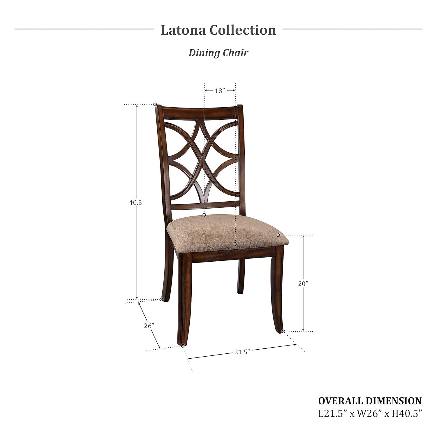 Solid Wooden Side Chair With Beige Fabric Seat, Cherry Brown and Beige (Set Of 2)- Saltoro Sherpi