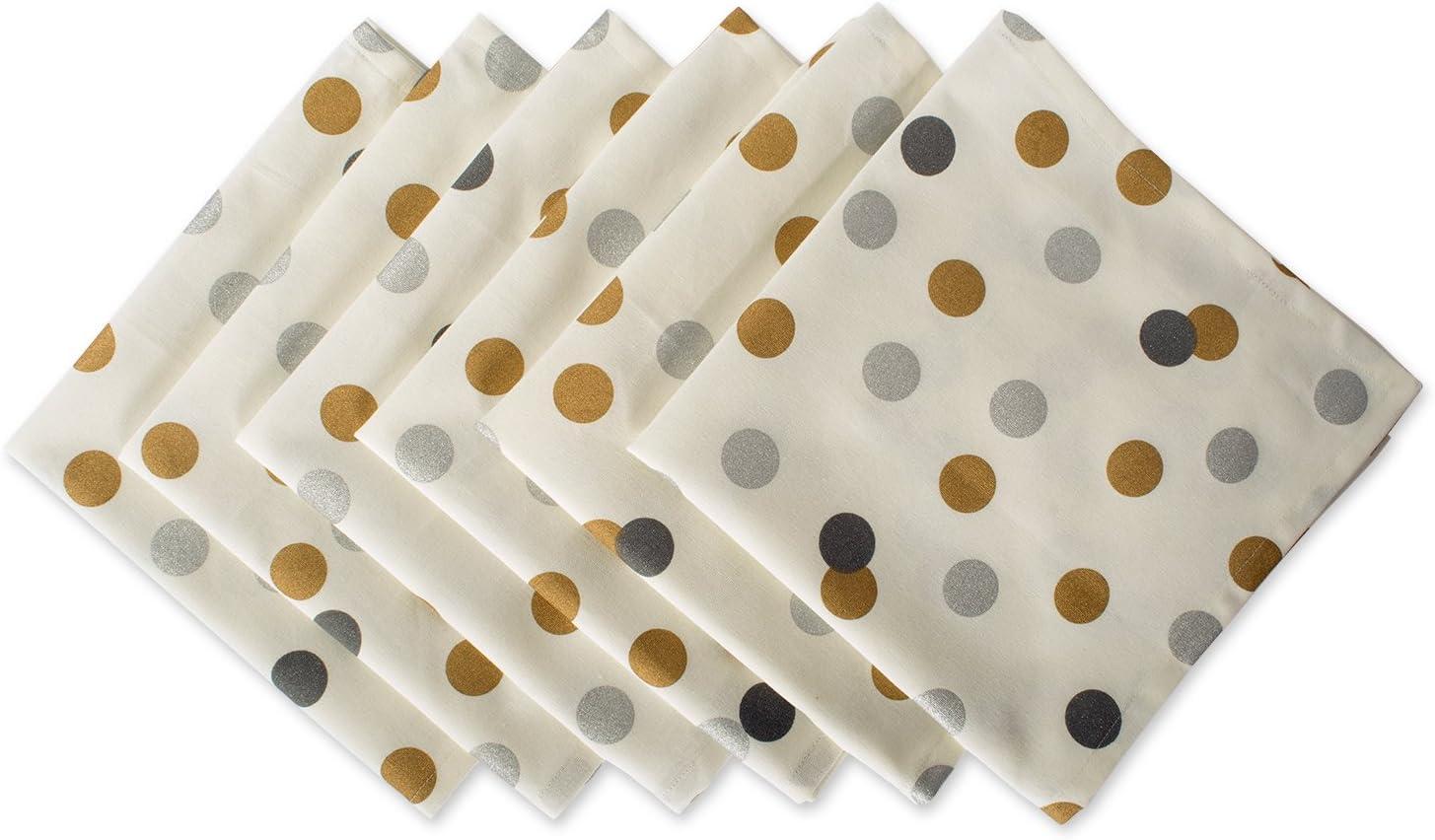 20" Silver and Gold Polka Dot Christmas Napkin Set