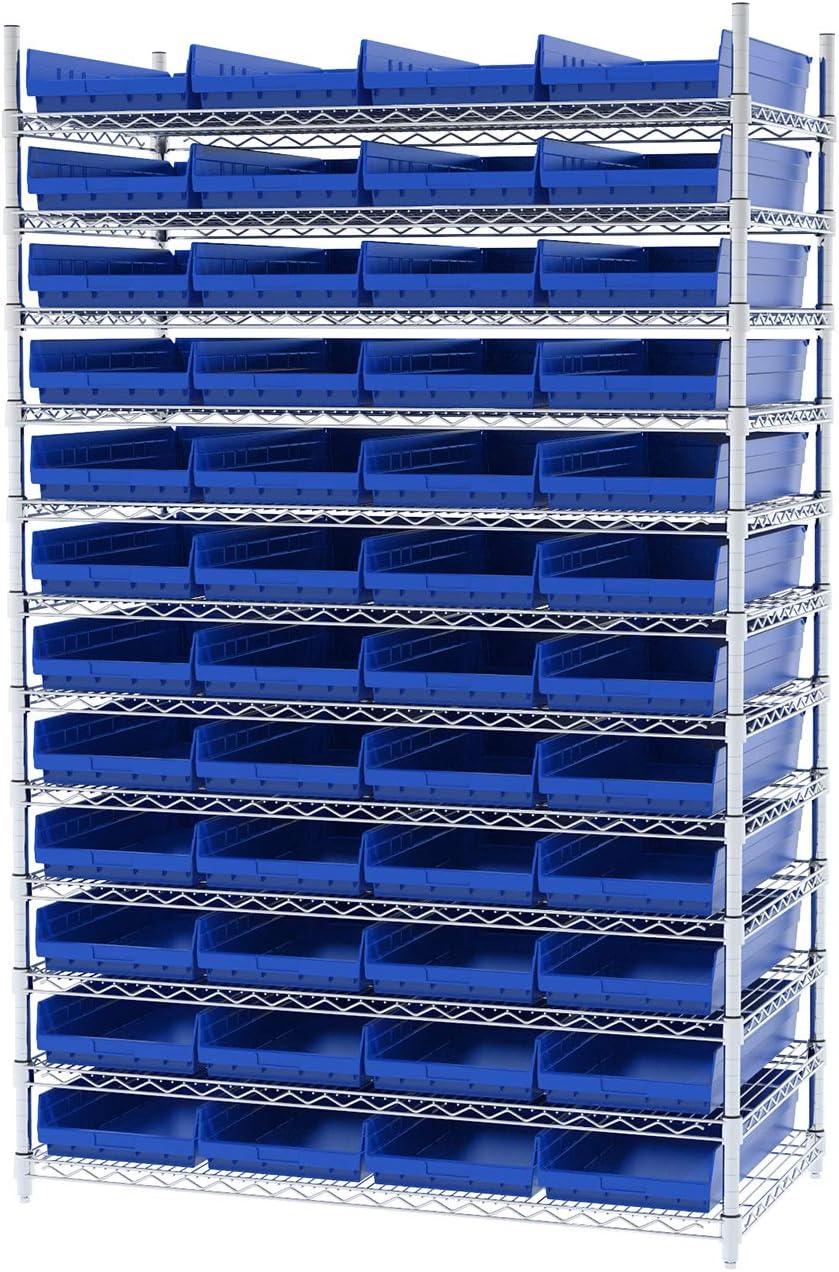 Blue Plastic Nesting Shelf Bin Box, 24-Inch