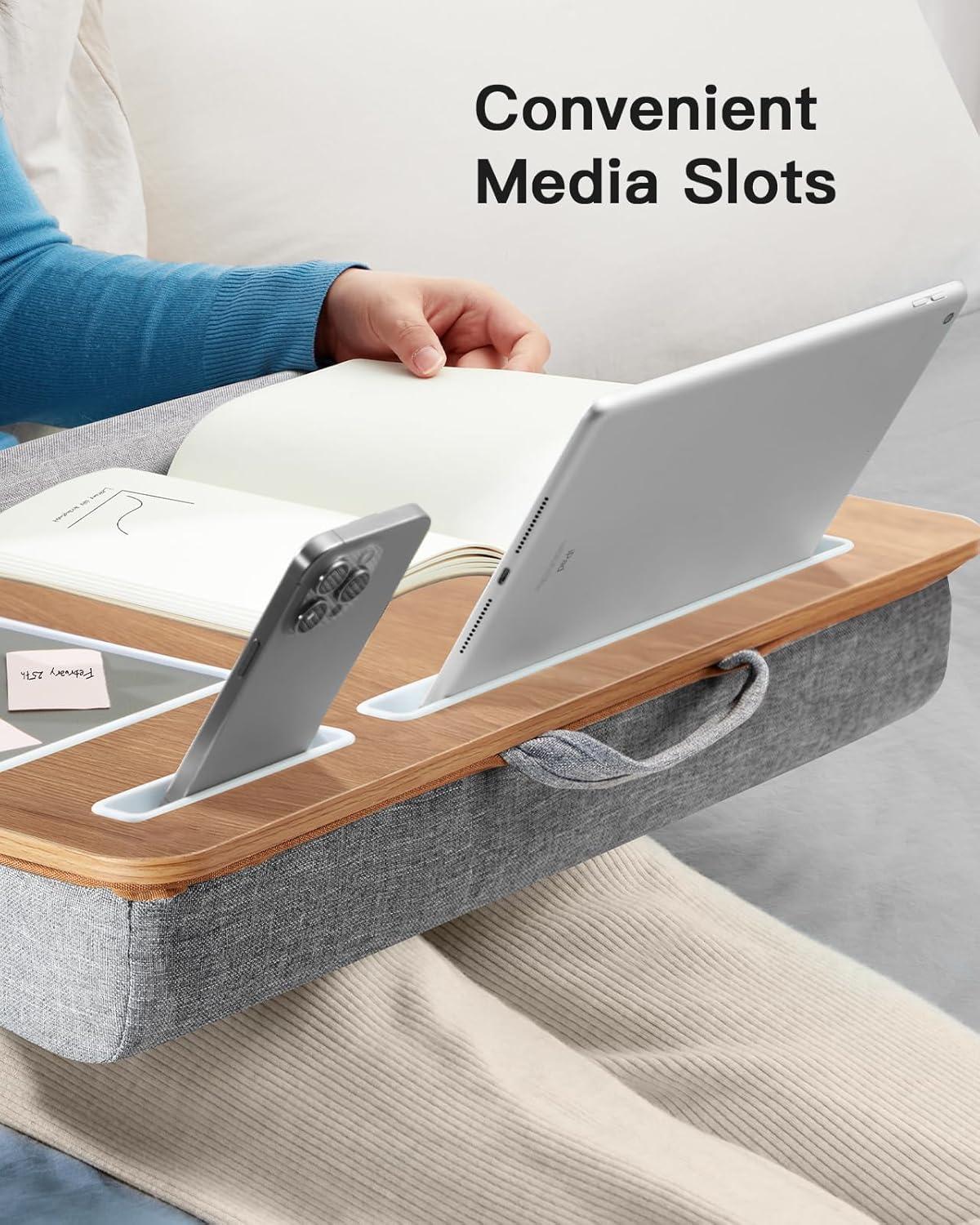 Wood Grain Lap Desk with Mouse Pad and Wrist Support