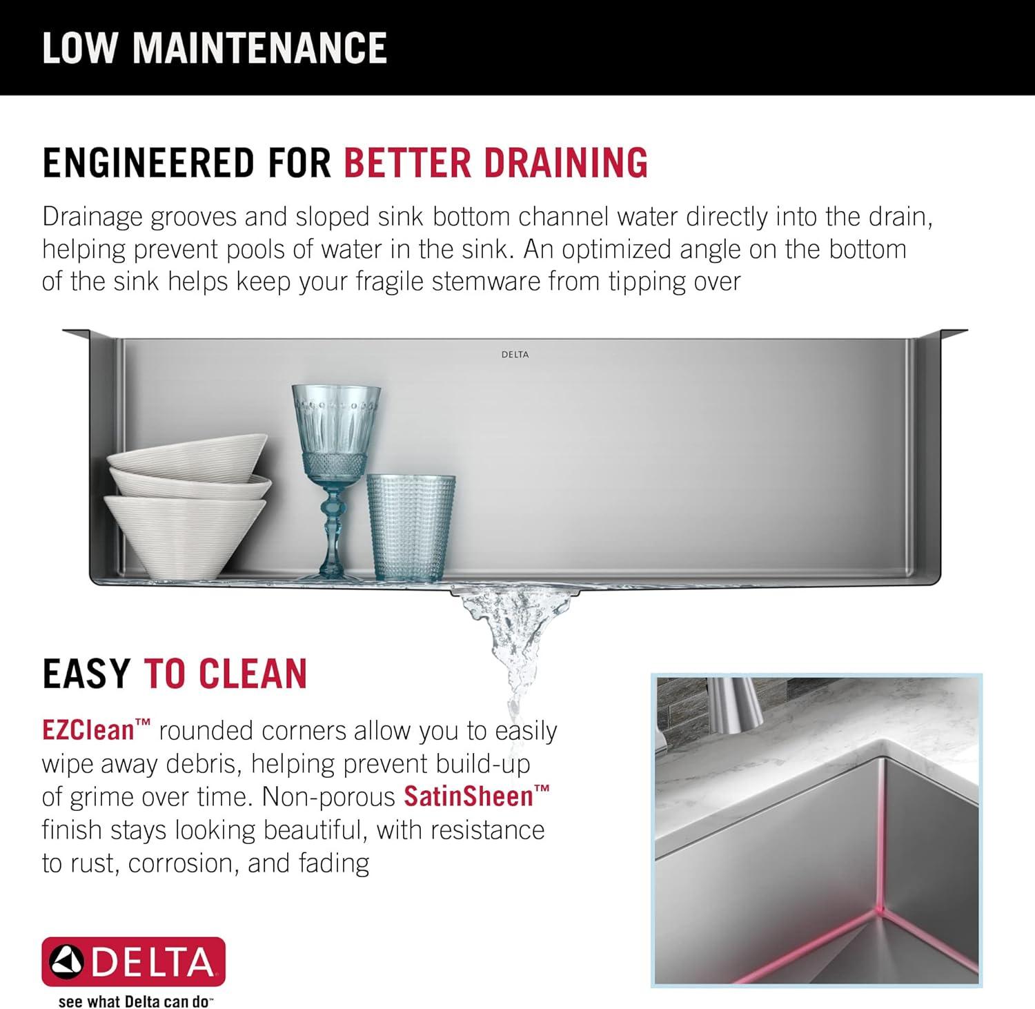 Delta Lenta™ Undermount 16 Gauge Stainless Steel Single Bowl Kitchen Sink with Accessories