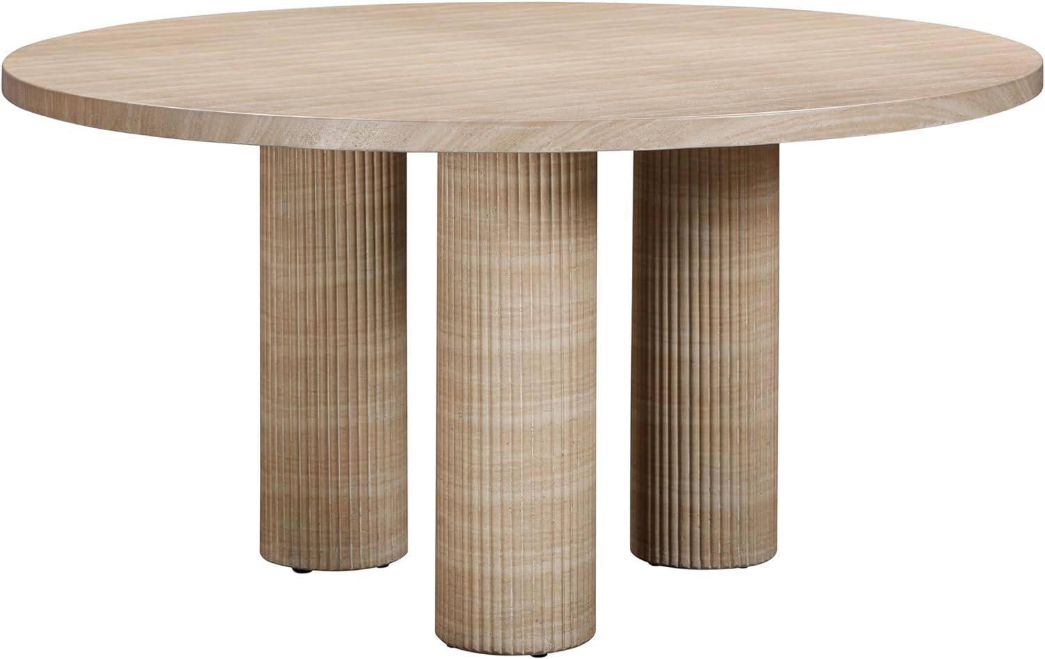 Patti Textured Faux Travertine Round Dining Table