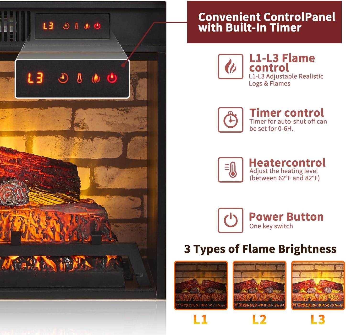 Millwood Pines 42" Farmhouse TV Stand With 23" Electric Fireplace Mantel